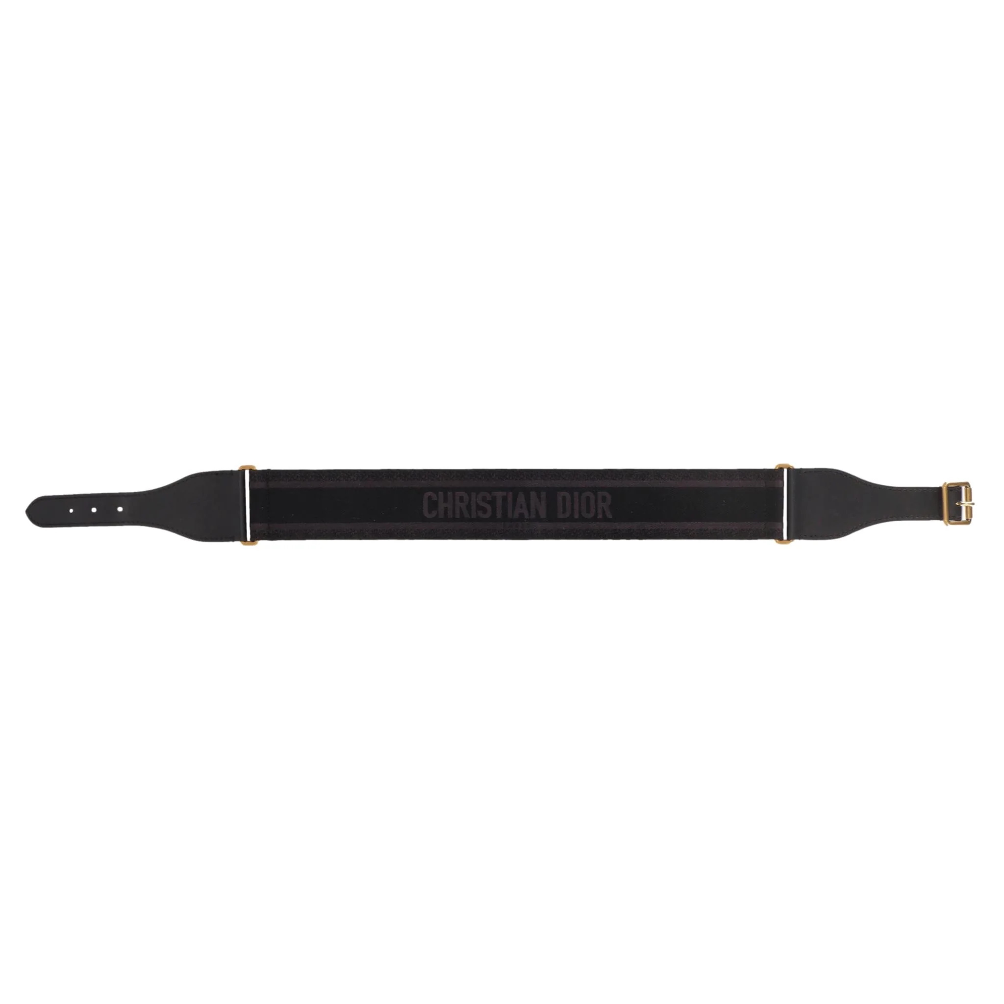 Christian Dior Logo Canvas & Leather Embroidered Belt