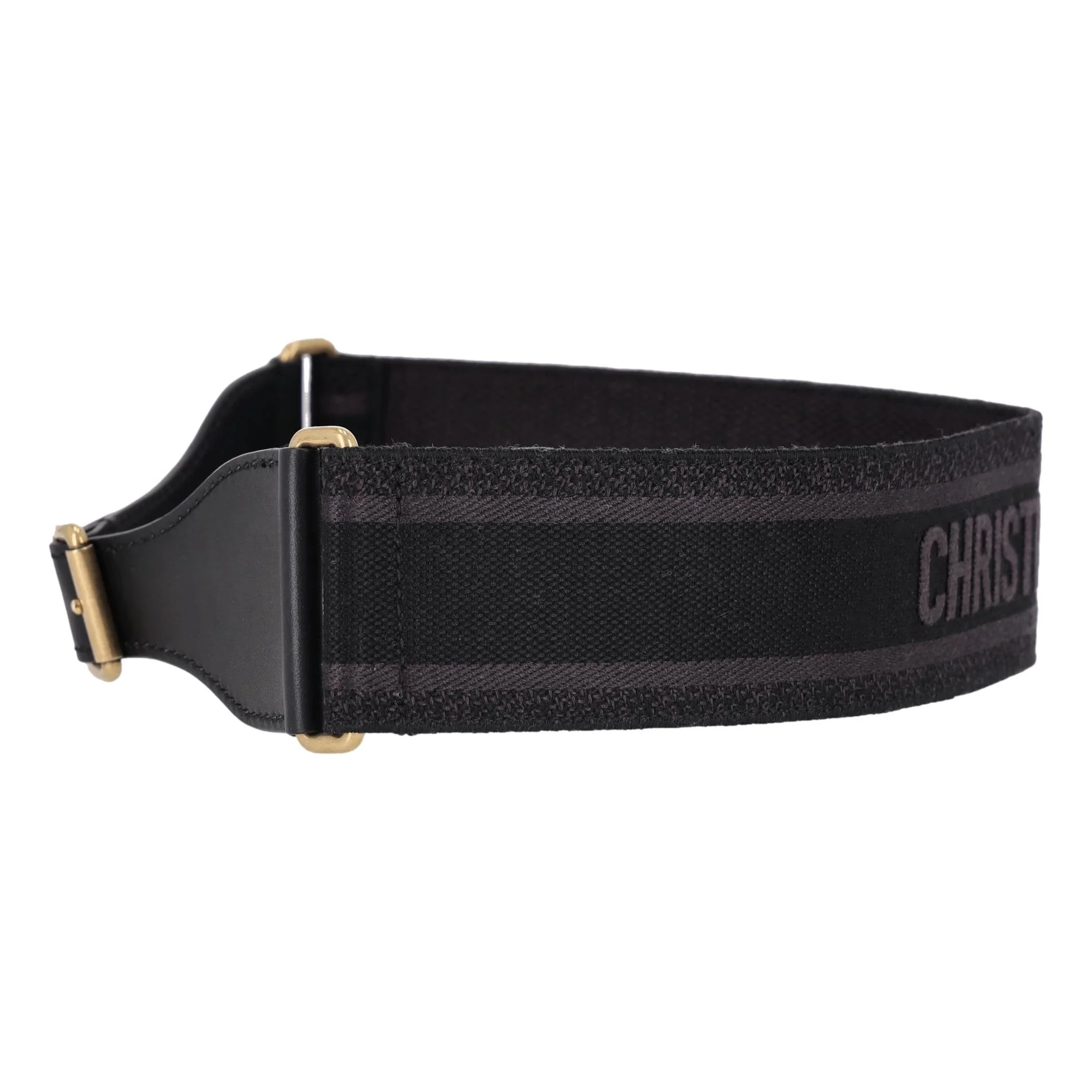 Christian Dior Logo Canvas & Leather Embroidered Belt - Image 4