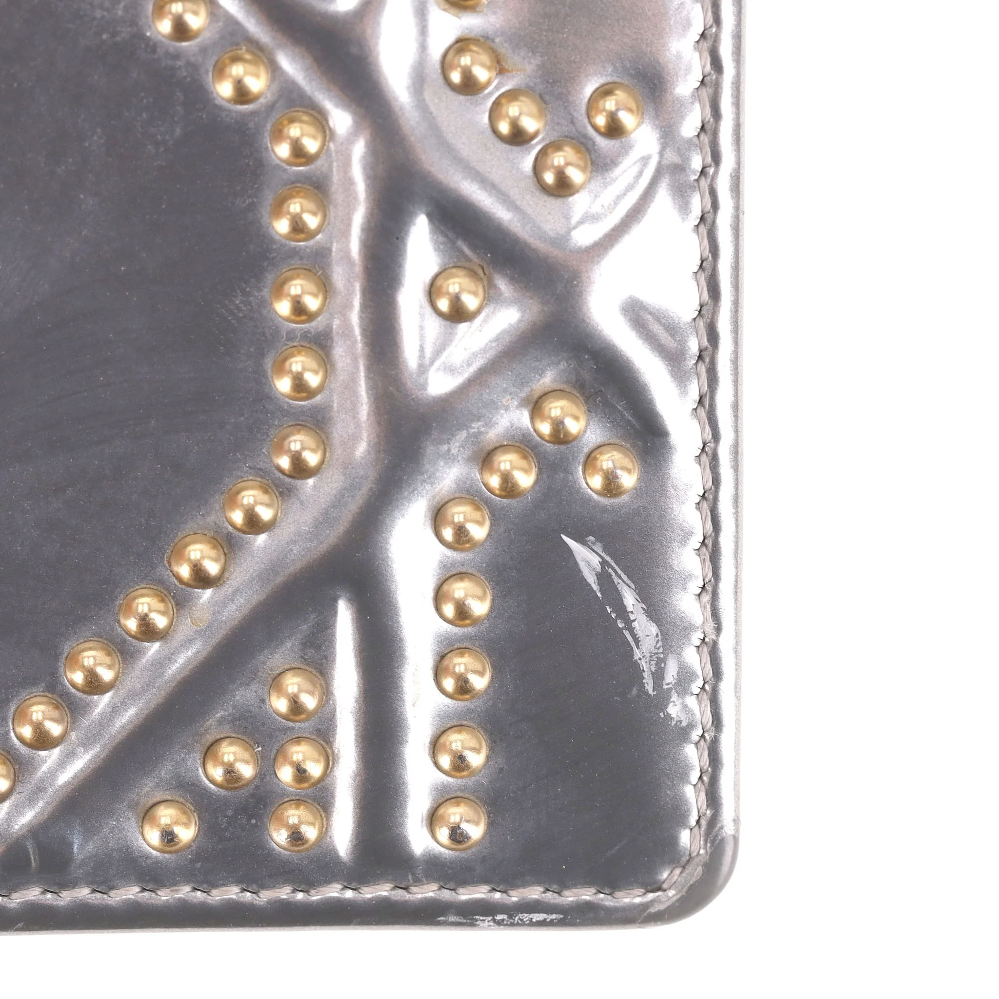 Christian Dior Metallic Cannage Calfskin Studded Vertical Diorama Clutch/Crossbody Bag - Image 9