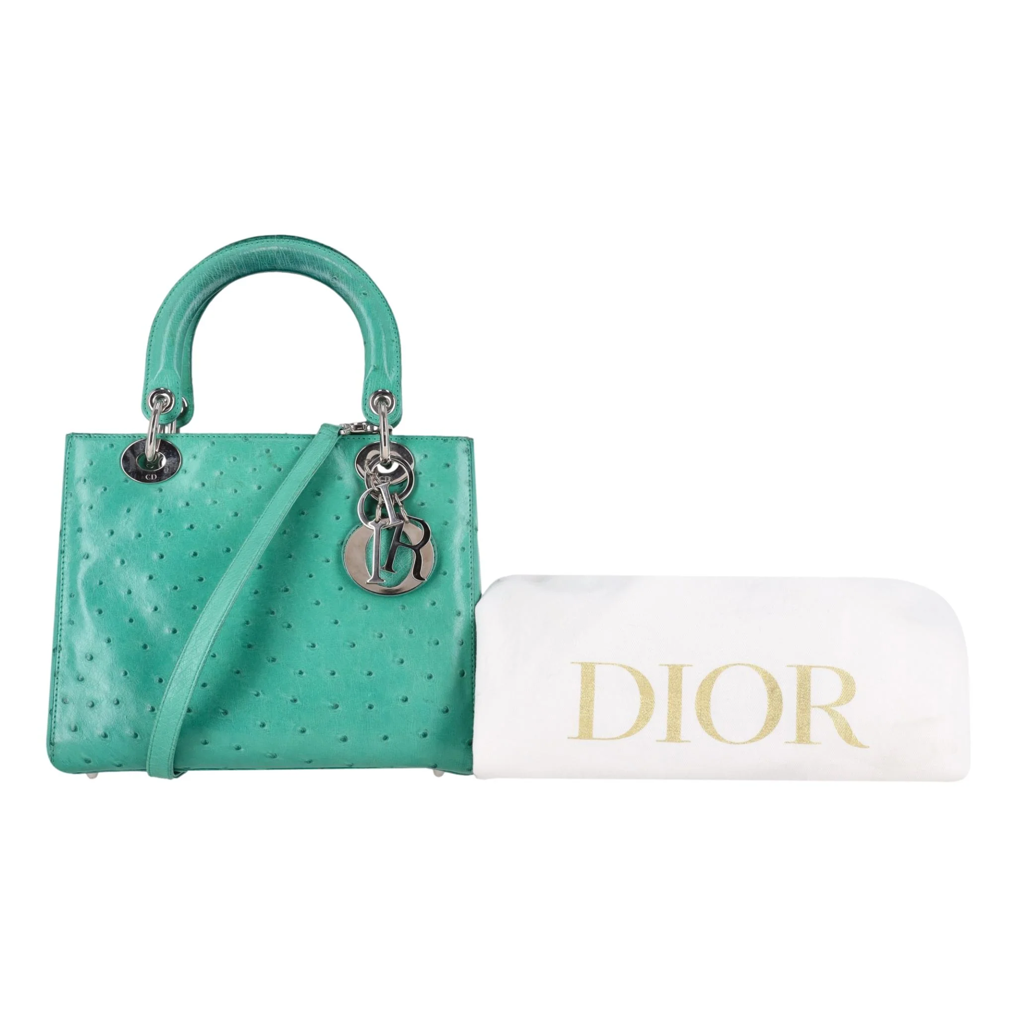Christian Dior Ostrich Leather Medium Lady Dior Bag - Image 2