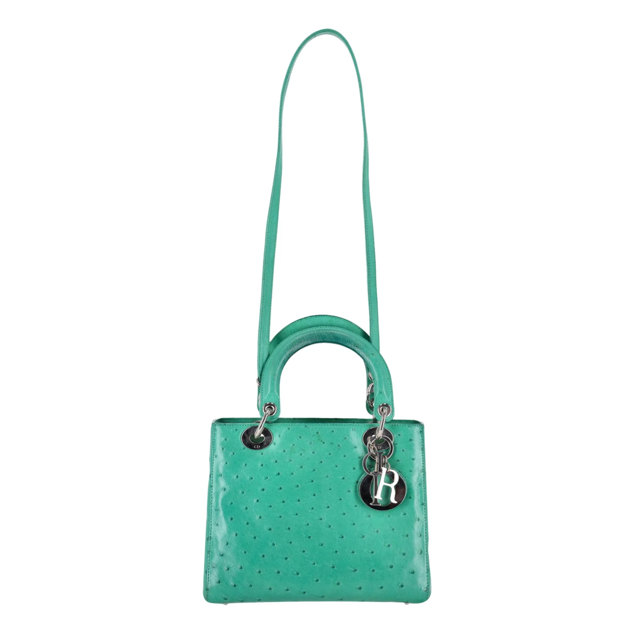 Christian Dior Ostrich Leather Medium Lady Dior Bag - Image 3