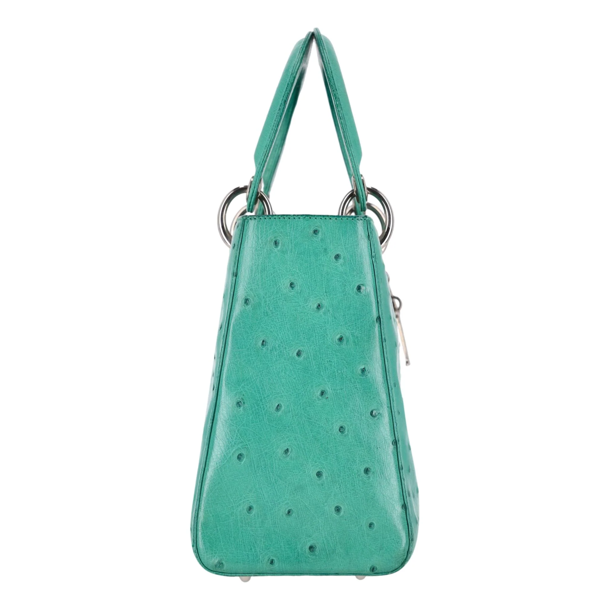 Christian Dior Ostrich Leather Medium Lady Dior Bag - Image 4