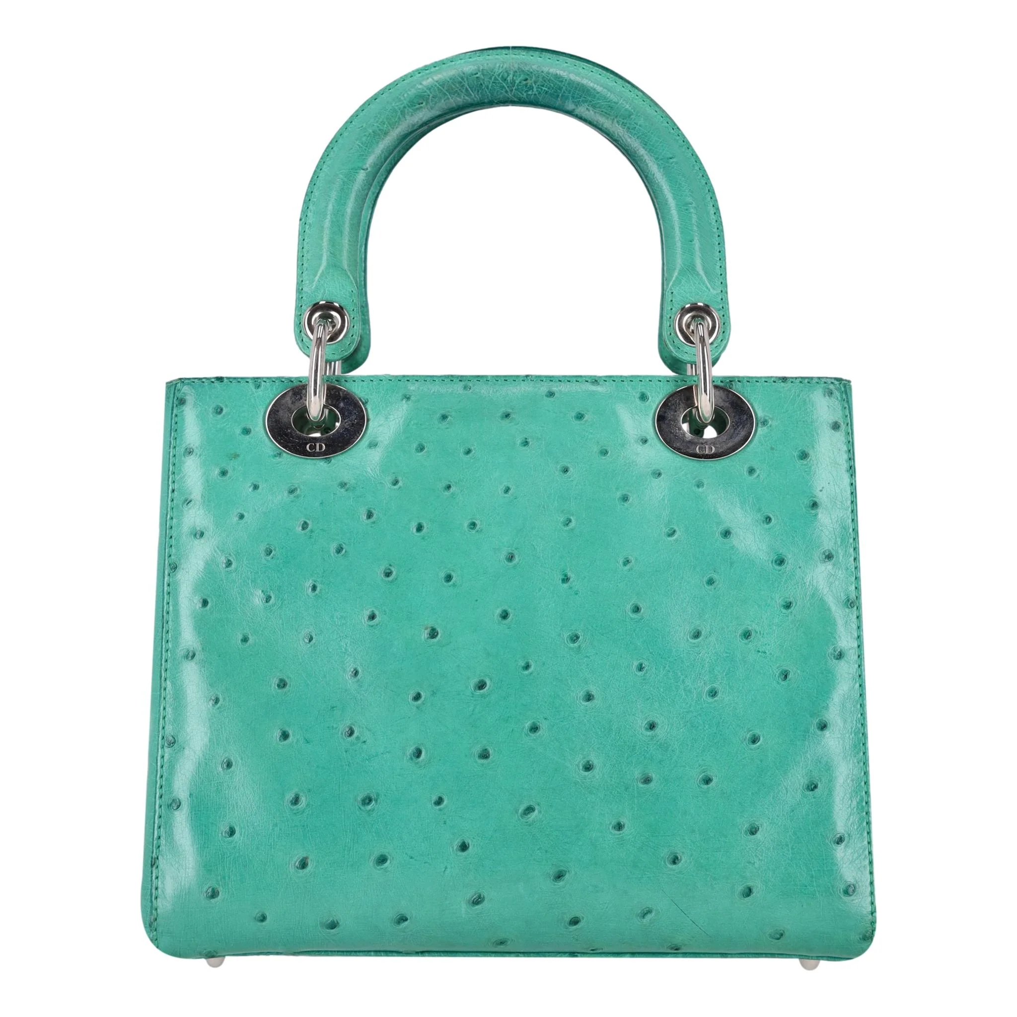 Christian Dior Ostrich Leather Medium Lady Dior Bag - Image 5