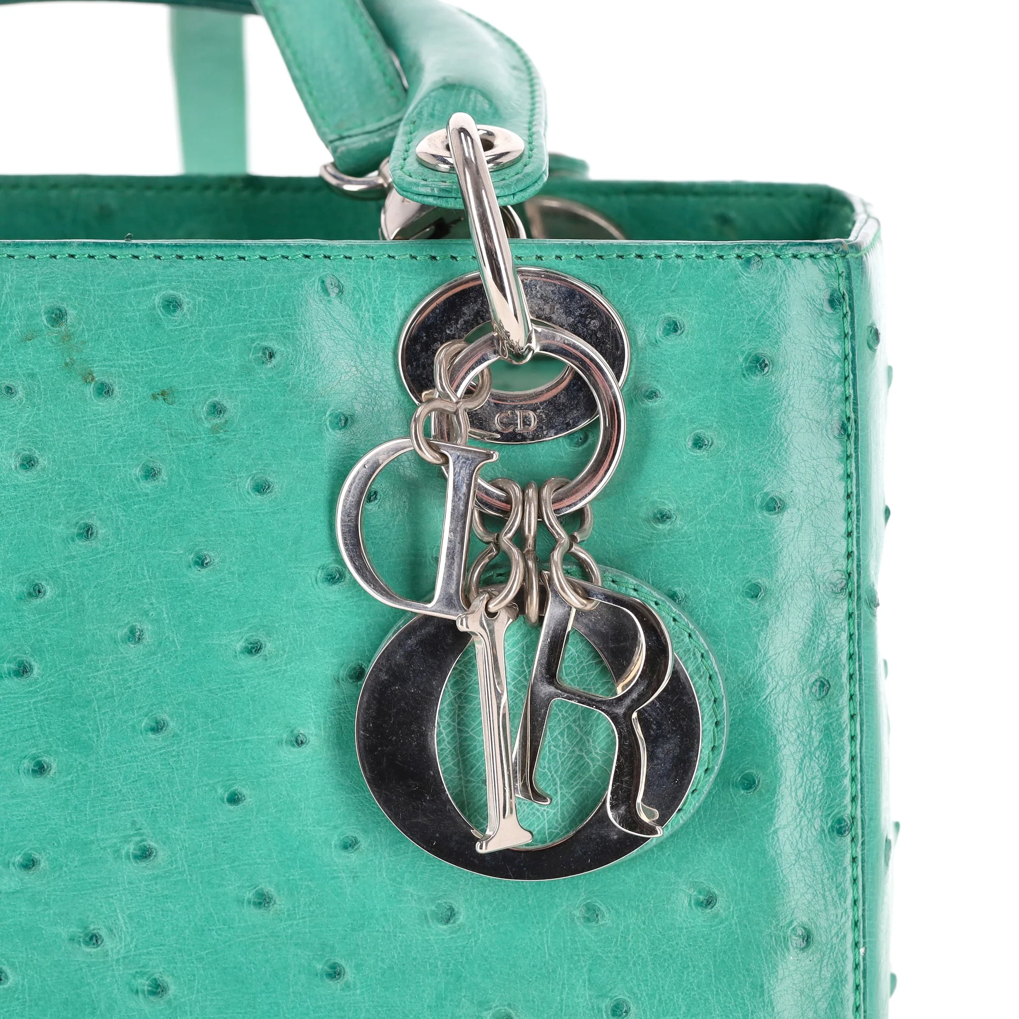 Christian Dior Ostrich Leather Medium Lady Dior Bag - Image 8