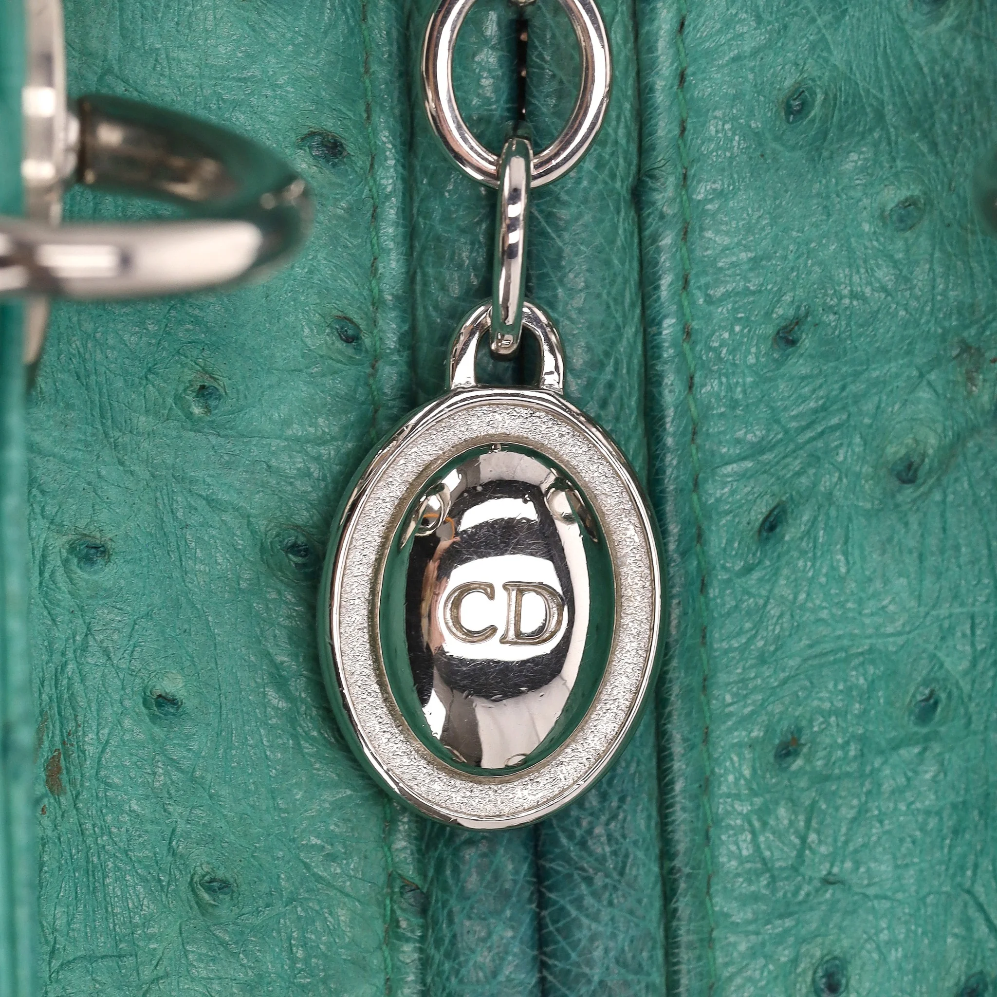 Christian Dior Ostrich Leather Medium Lady Dior Bag - Image 9