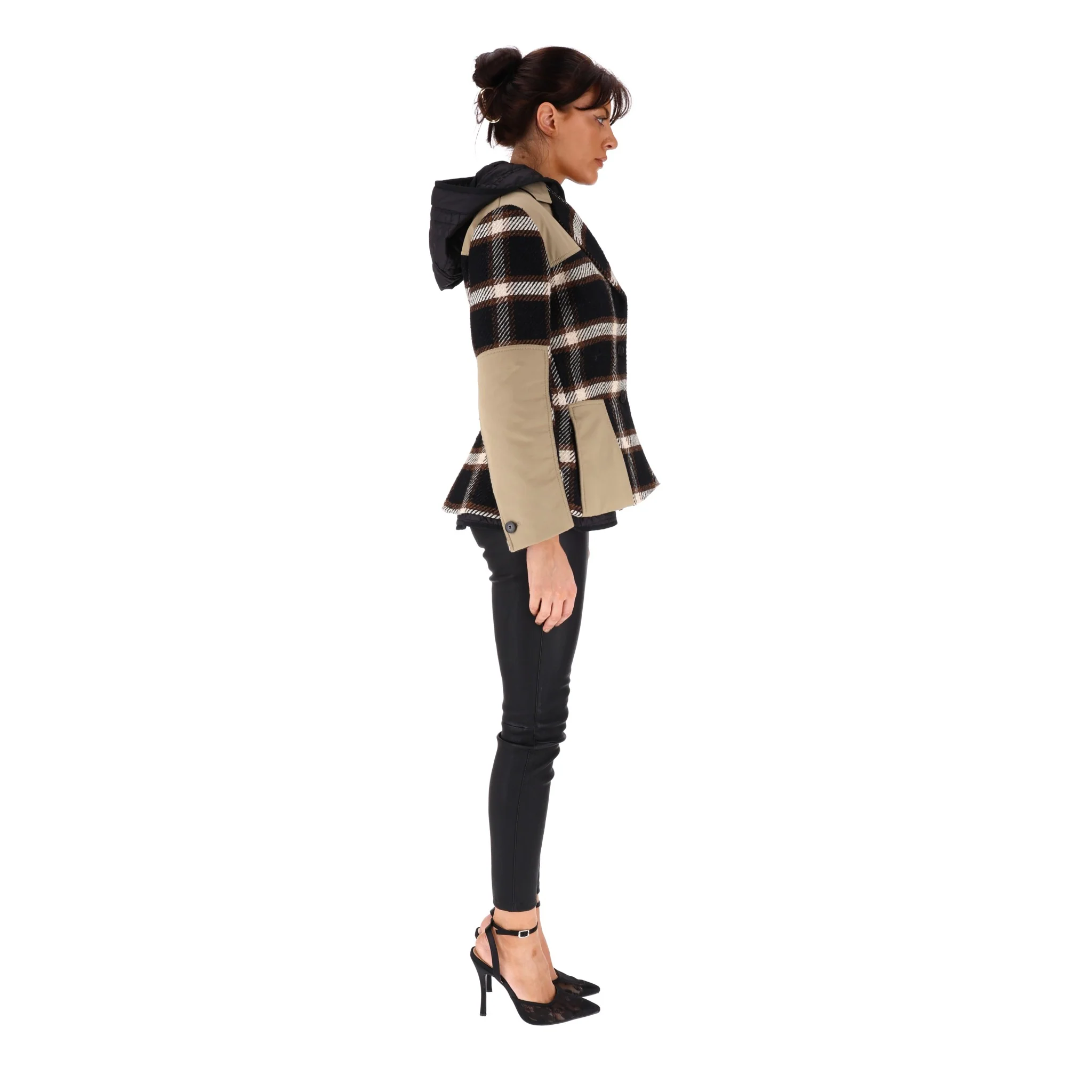 Christian Dior Silk & Wool Plaid Check Hooded Coat. Size 42FR - Image 3