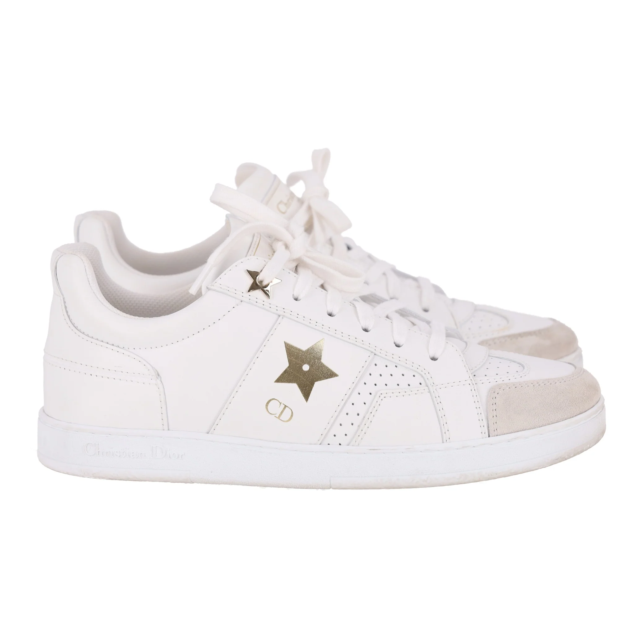 Christian Dior Star Leather & Suede Sneakers. Size 35 - Image 4