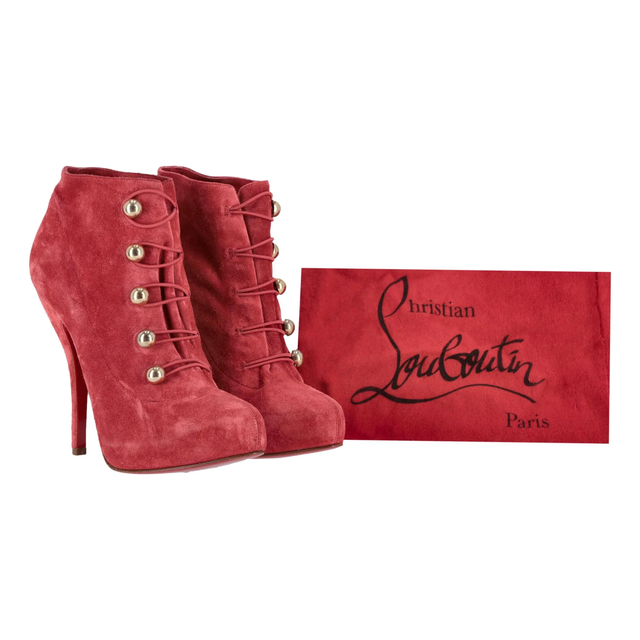 Christian Louboutin Fifre Suede Ankle Boots. Size 37 - Image 3