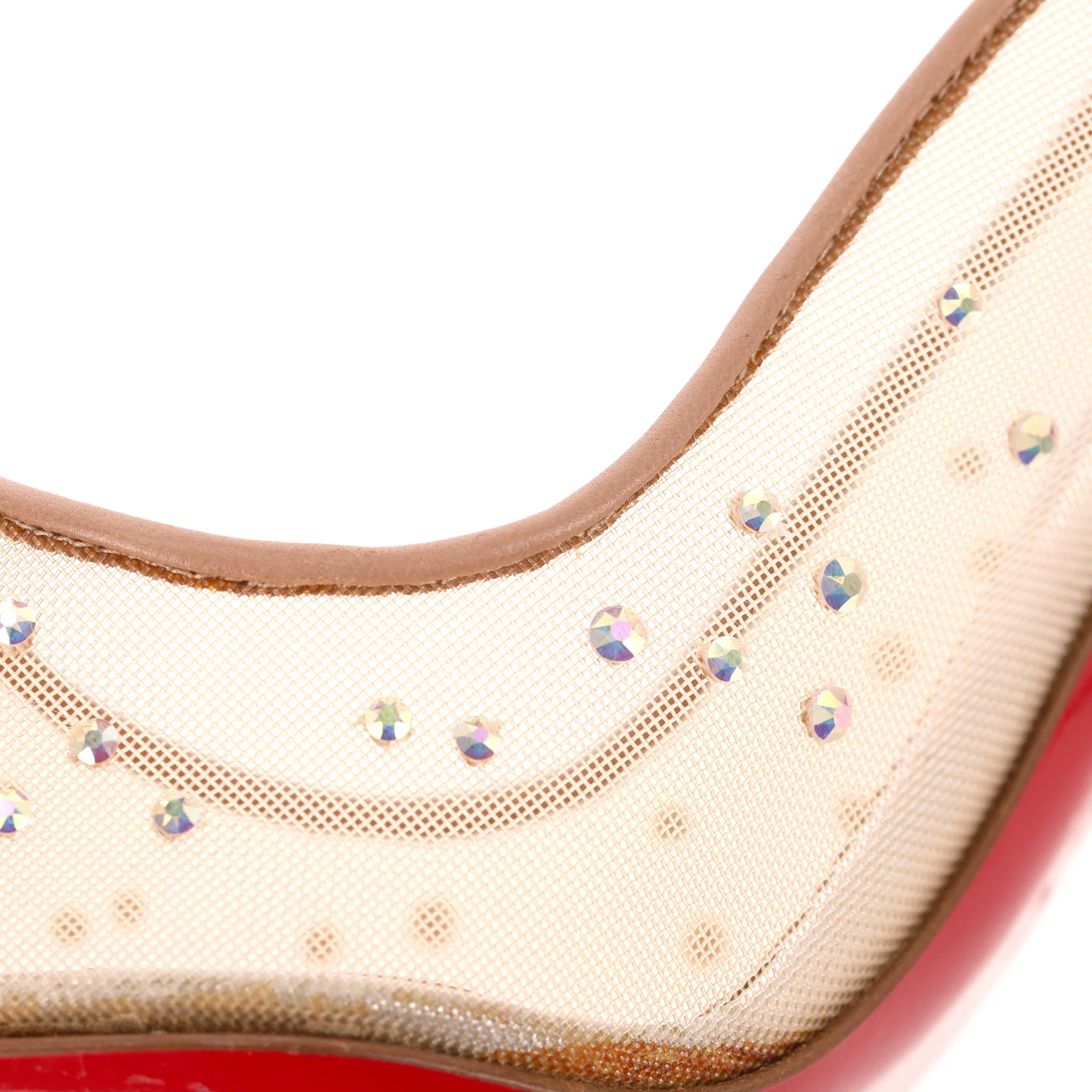 Christian Louboutin Follies Strass Crystal Embellished Mesh Pumps. Size 38 - Image 11