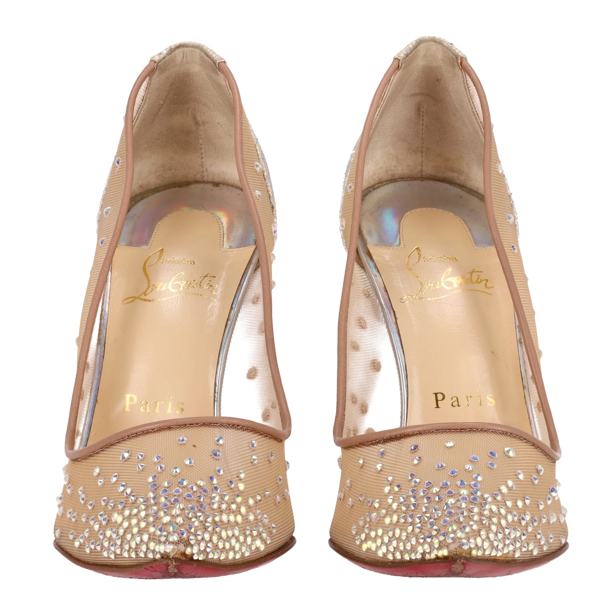 Christian Louboutin Follies Strass Crystal Embellished Mesh Pumps. Size 38 - Image 3