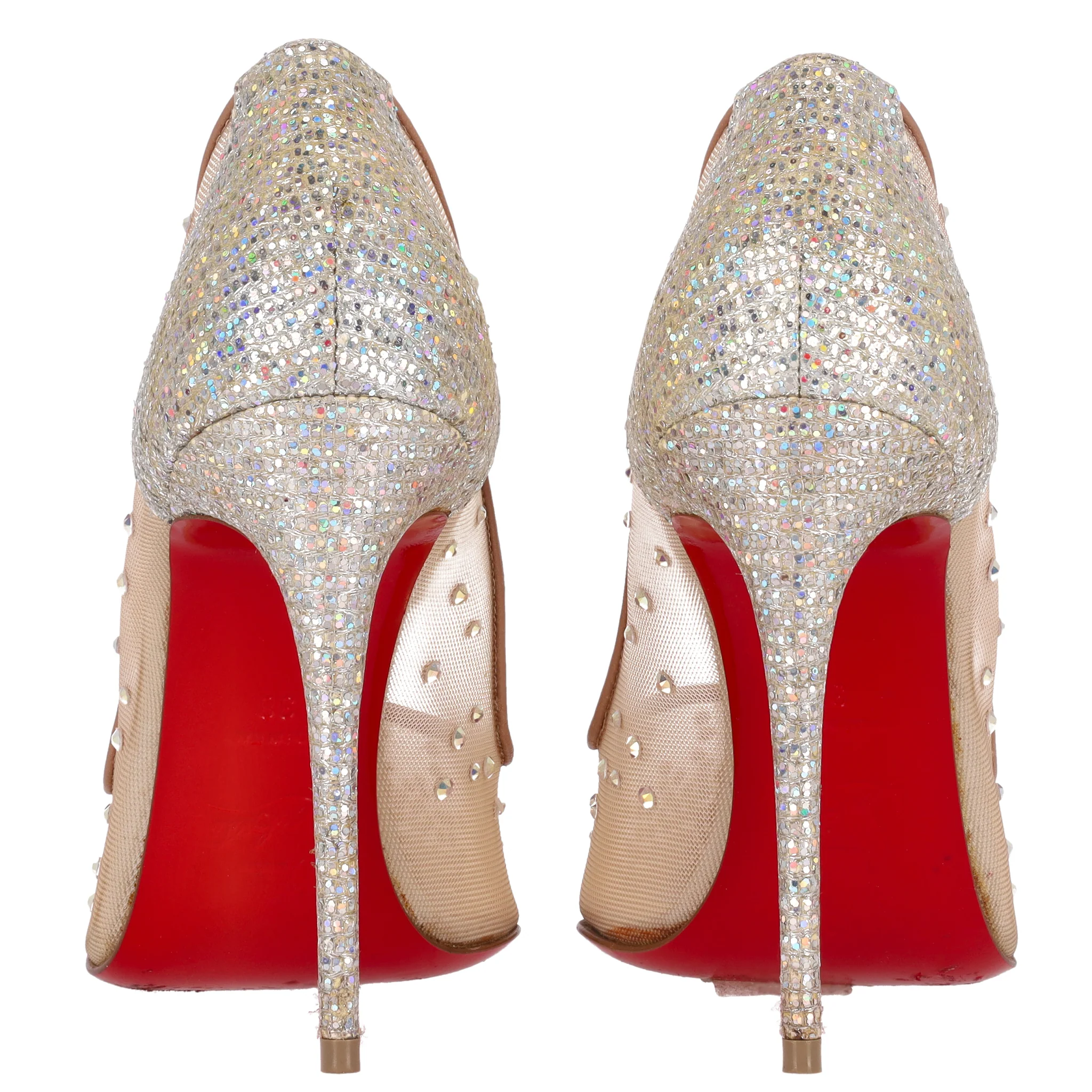 Christian Louboutin Follies Strass Crystal Embellished Mesh Pumps. Size 38 - Image 5