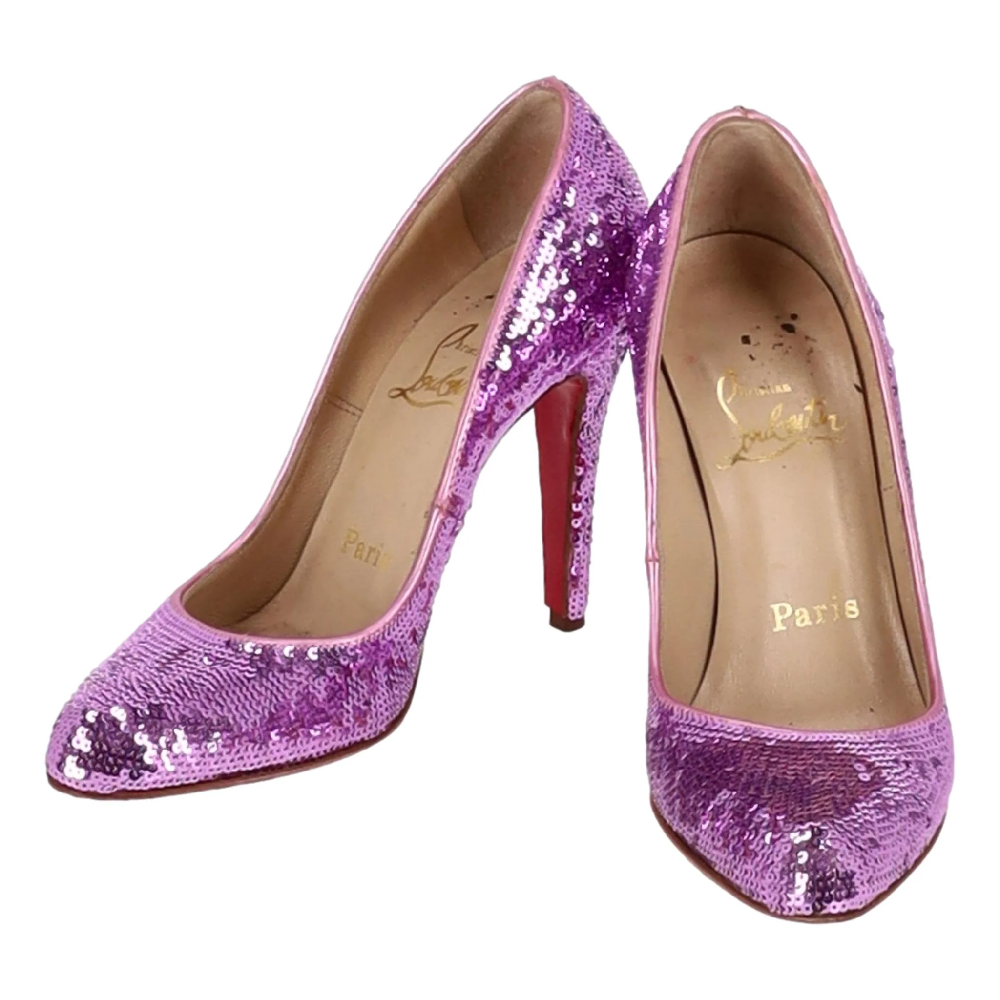 Christian Louboutin Metallic Sequined Pumps. Size 36 - Image 3