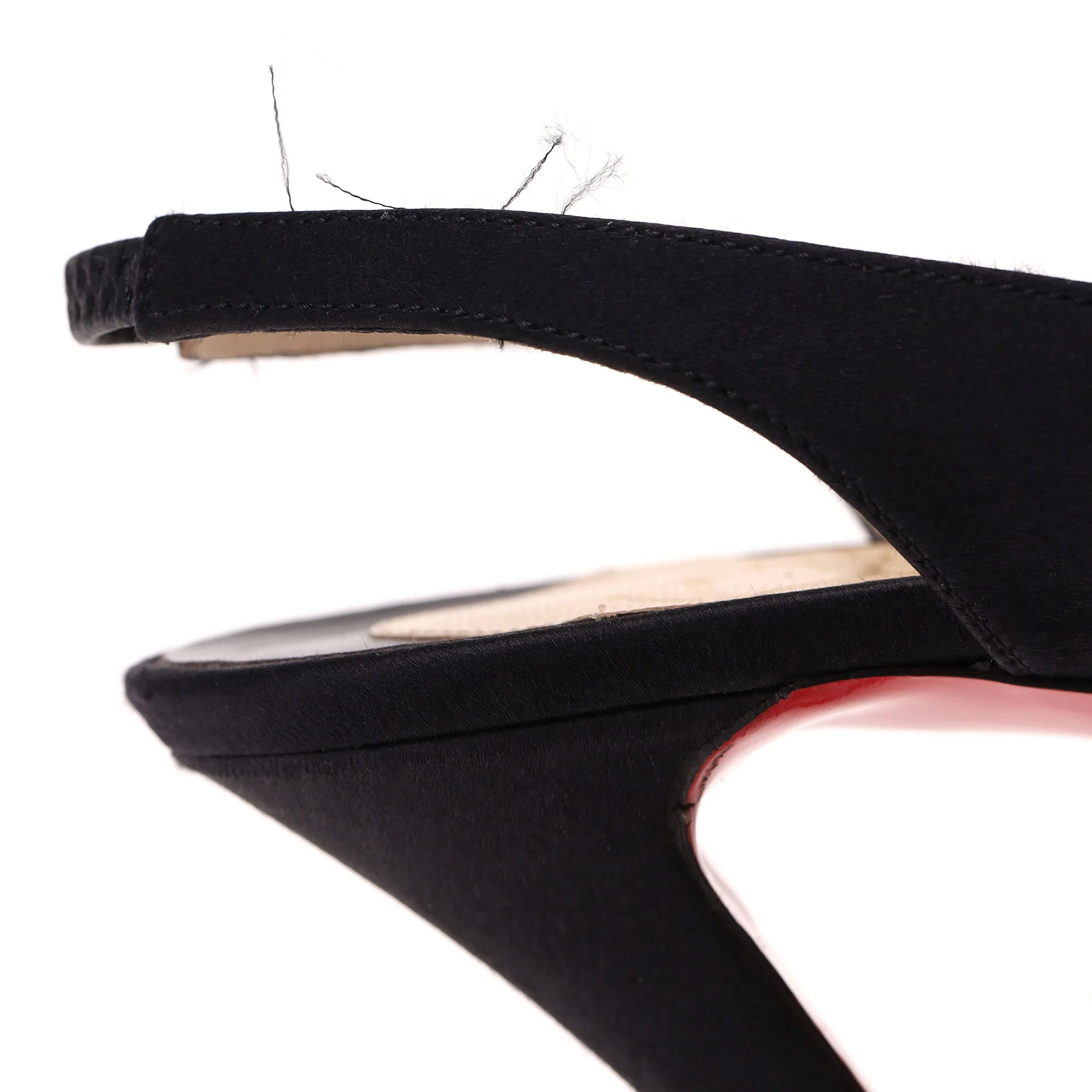 Christian Louboutin Satin Bow Detail Peep-Toe Pumps. Size 37 - Image 7
