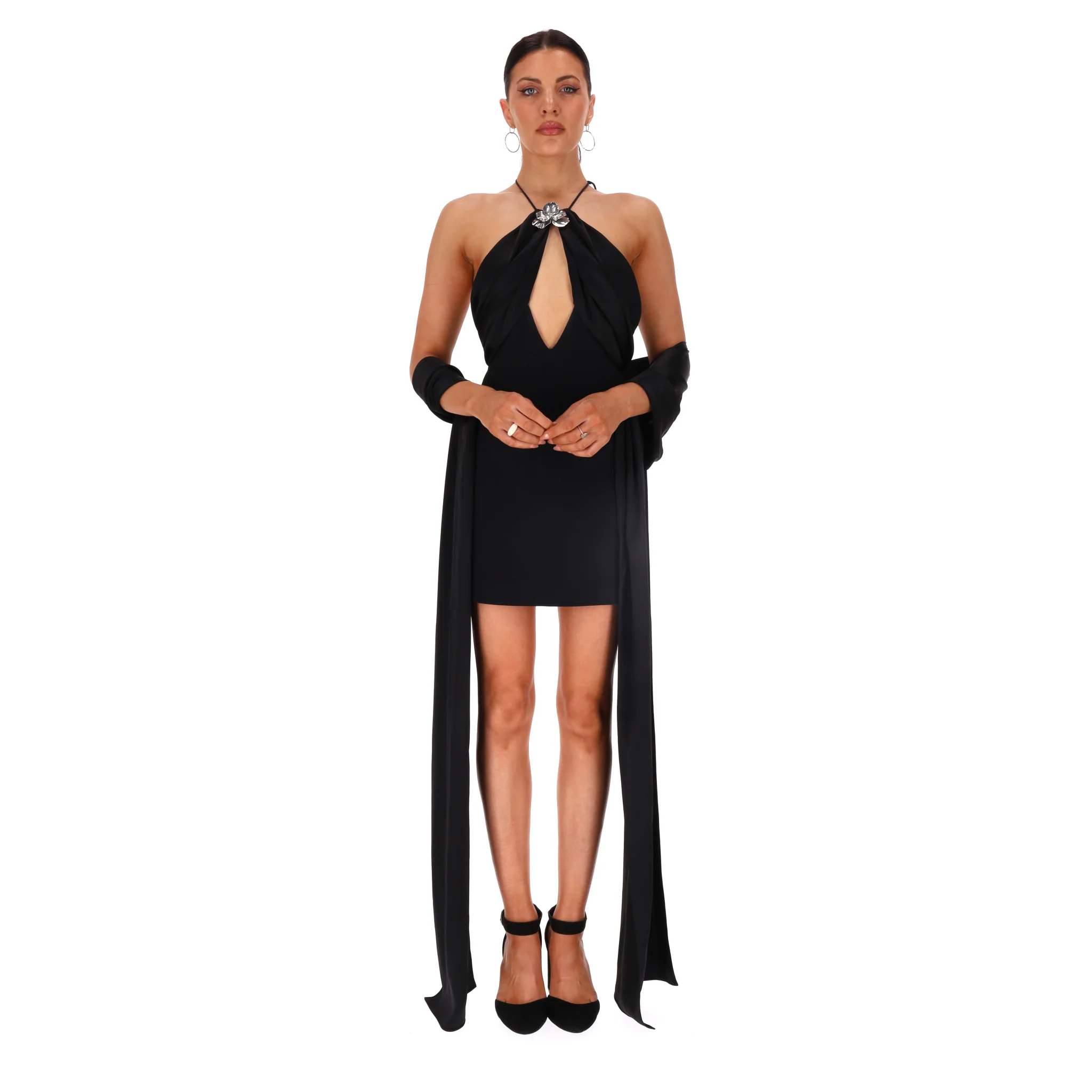 David Koma Embellished Halter-Neck Dress With Flowing Sashes. Size 8UK - Image 2