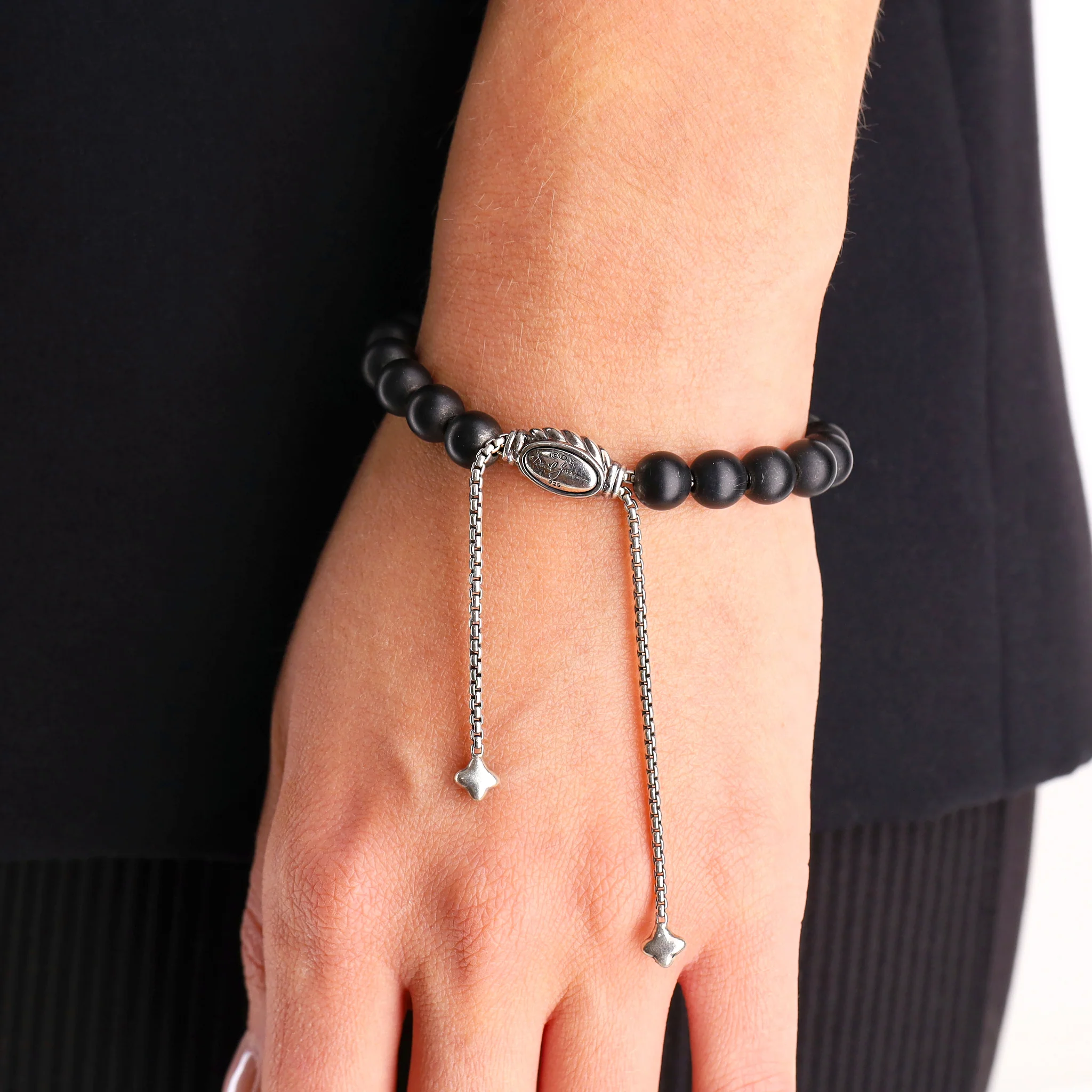 David Yurman Sterling Silver, Black Diamond & Onyx Spiritual Beads Bracelet - Image 2