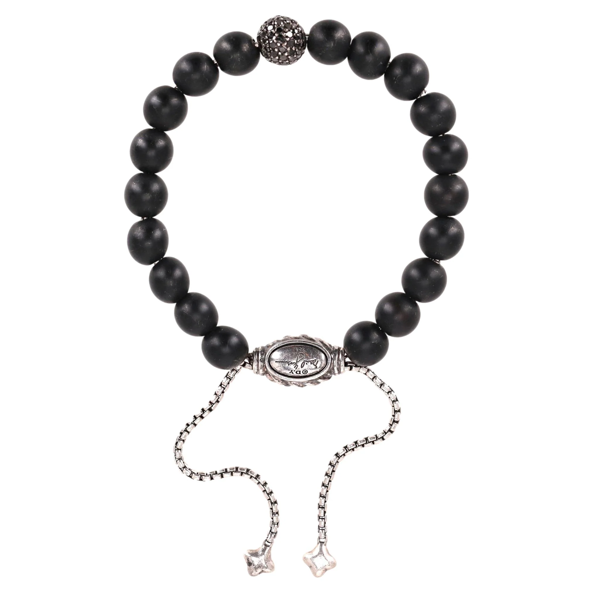 David Yurman Sterling Silver, Black Diamond & Onyx Spiritual Beads Bracelet - Image 3