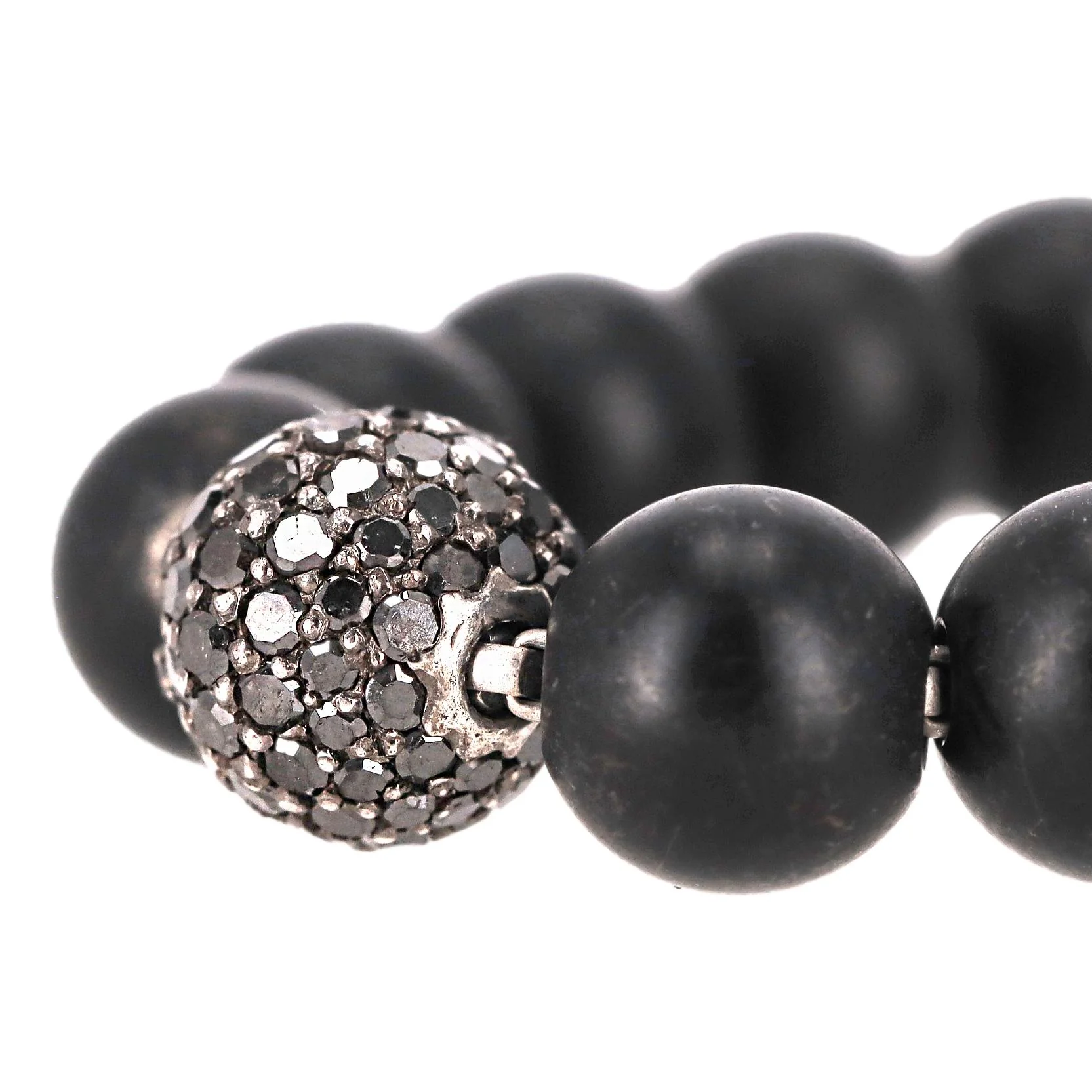David Yurman Sterling Silver, Black Diamond & Onyx Spiritual Beads Bracelet - Image 4