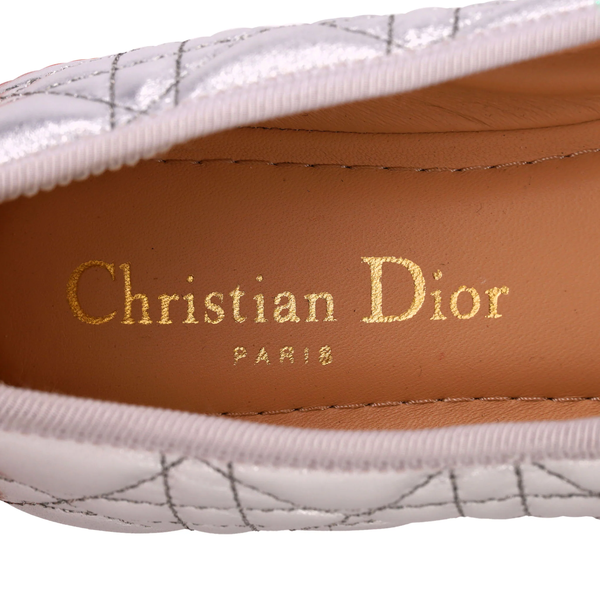 Dior Cannage Laminated Lambskin Mary Jane Ballet Flats. Size 37.5 - Image 10