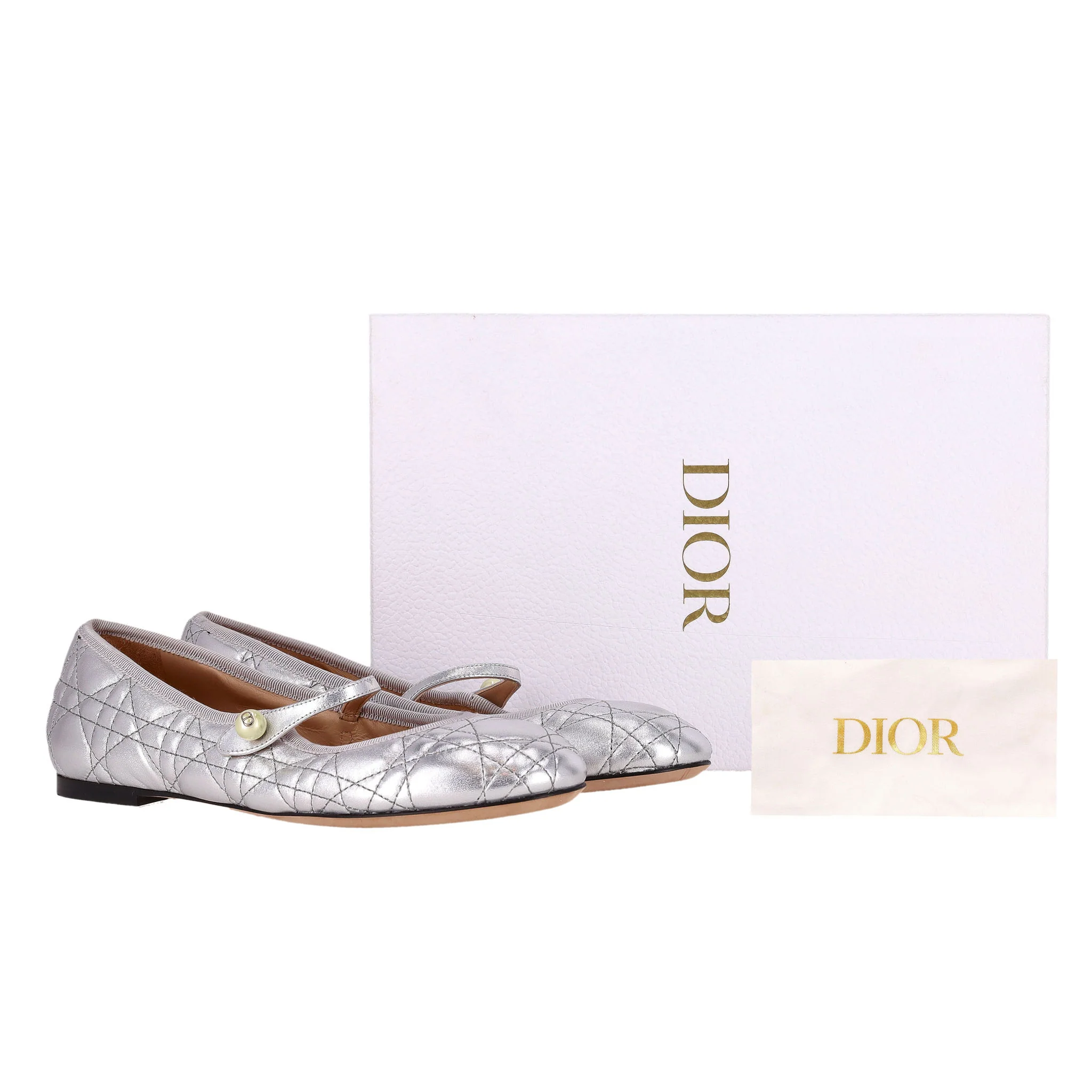 Dior Cannage Laminated Lambskin Mary Jane Ballet Flats. Size 37.5 - Image 2