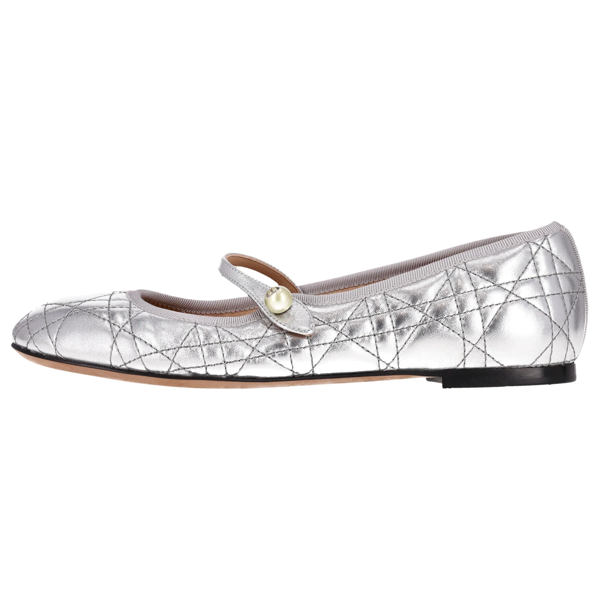 Dior Cannage Laminated Lambskin Mary Jane Ballet Flats. Size 37.5 - Image 3