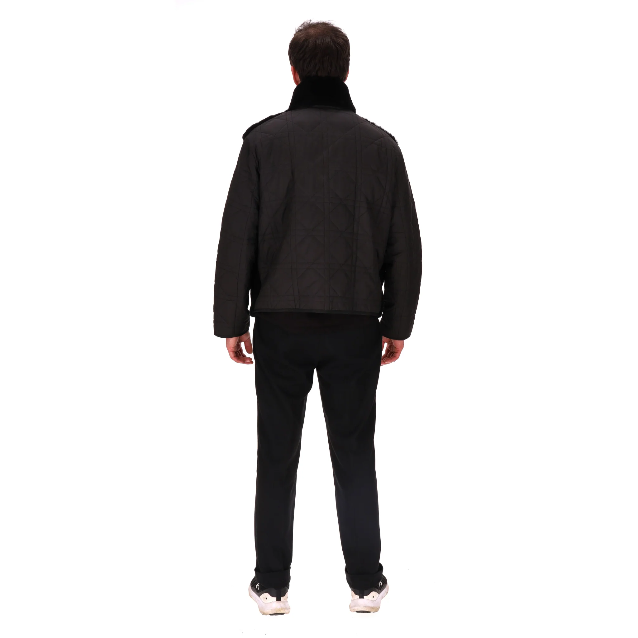 Dior 'Dior Cannage' Jacket With Lamb Fur Front. Size 54FR - Image 4