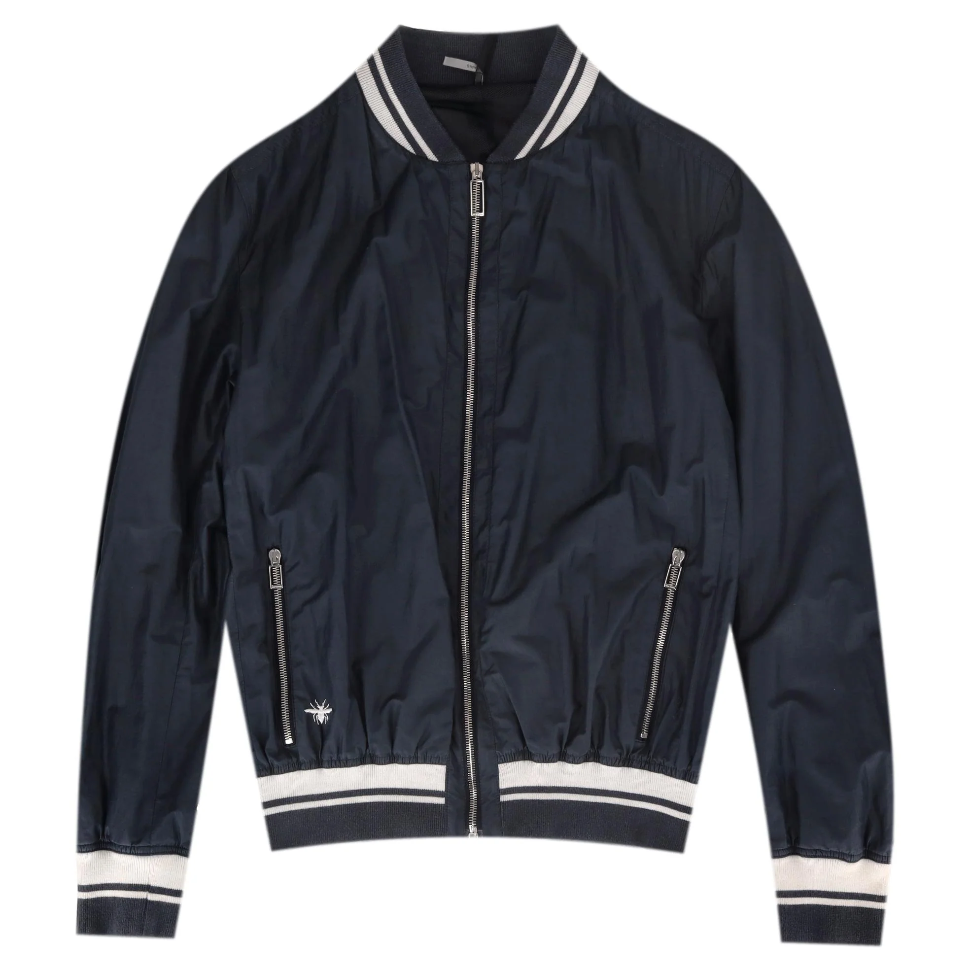 Dior Silk & Cotton Blend Bee-Embroidered Bomber Jacket. Size 52FR