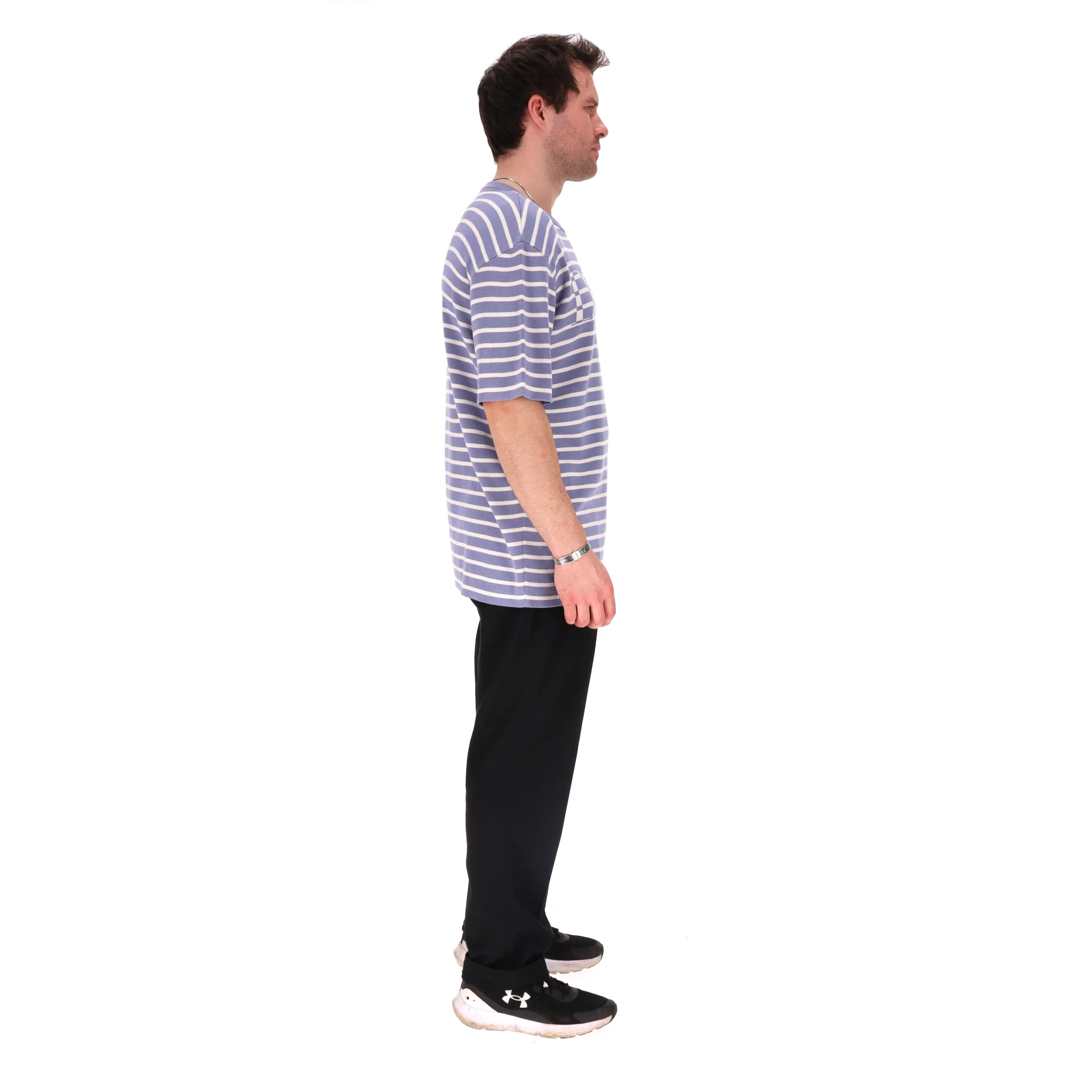 Dior Striped Knitted Silk & Cotton Logo Oversized T-Shirt. Size L - Image 3