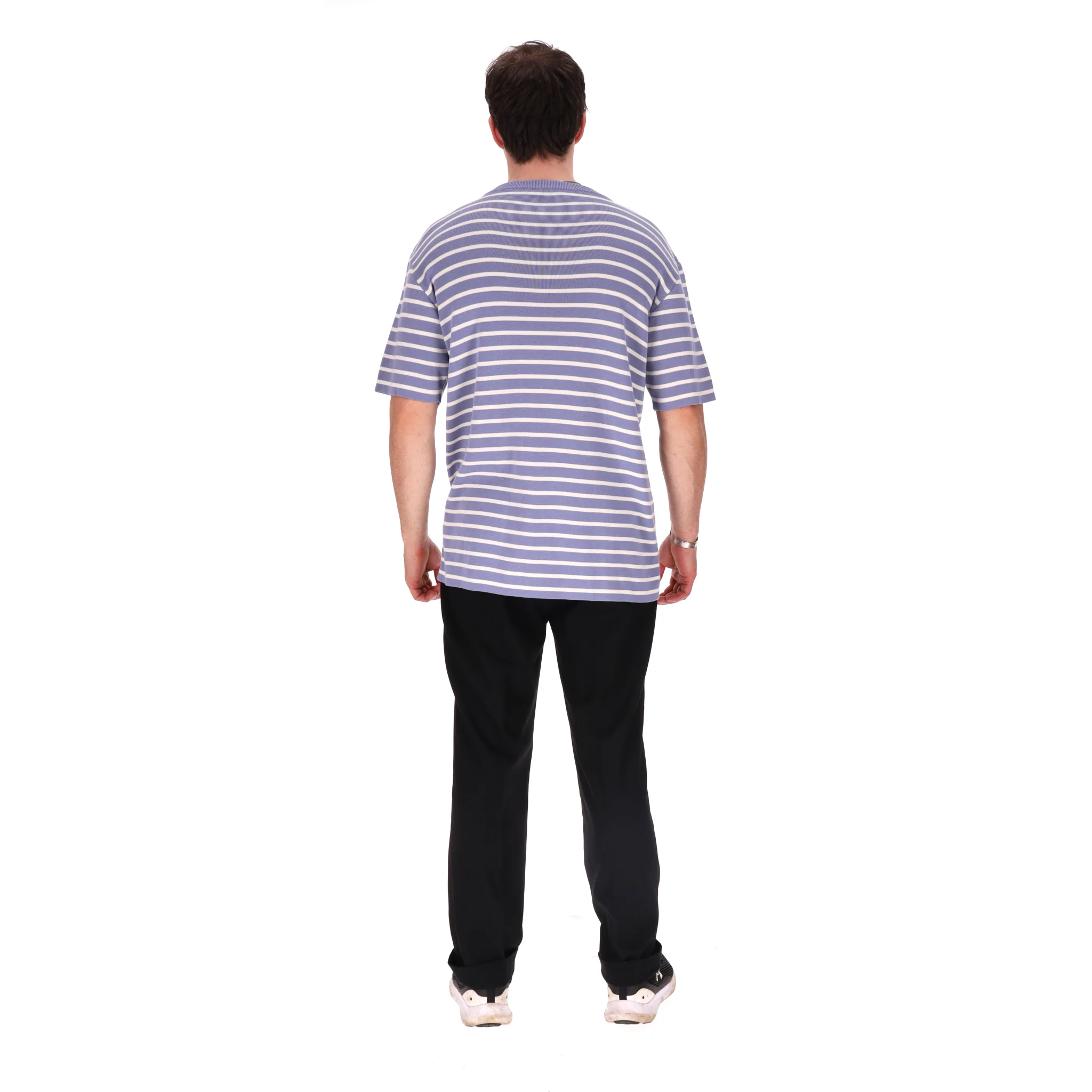 Dior Striped Knitted Silk & Cotton Logo Oversized T-Shirt. Size L - Image 4