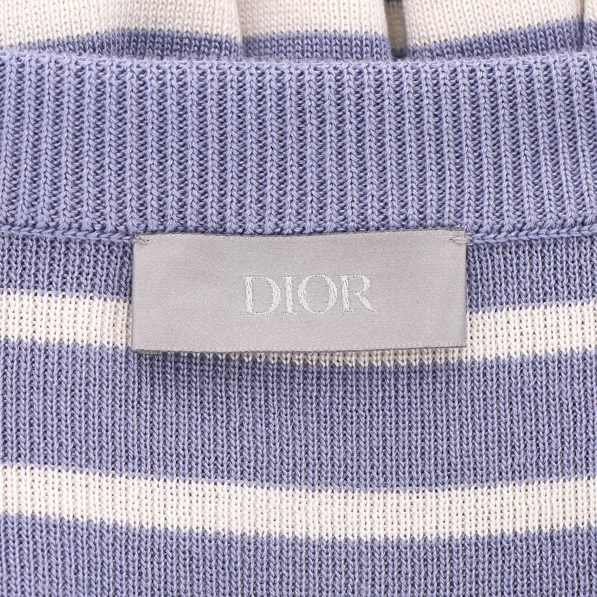 Dior Striped Knitted Silk & Cotton Logo Oversized T-Shirt. Size L - Image 5