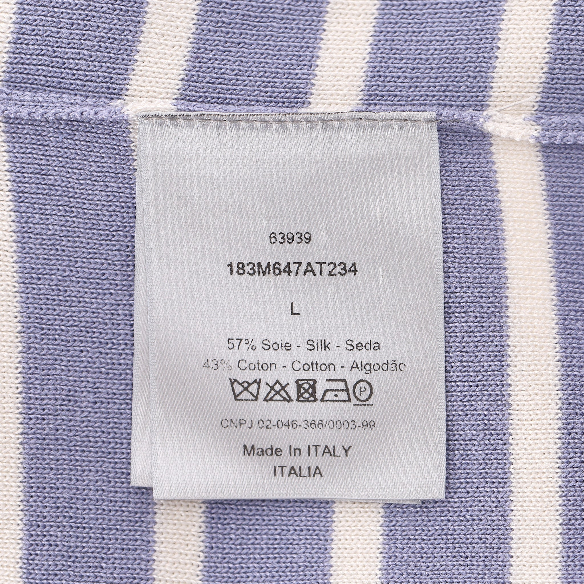 Dior Striped Knitted Silk & Cotton Logo Oversized T-Shirt. Size L - Image 6