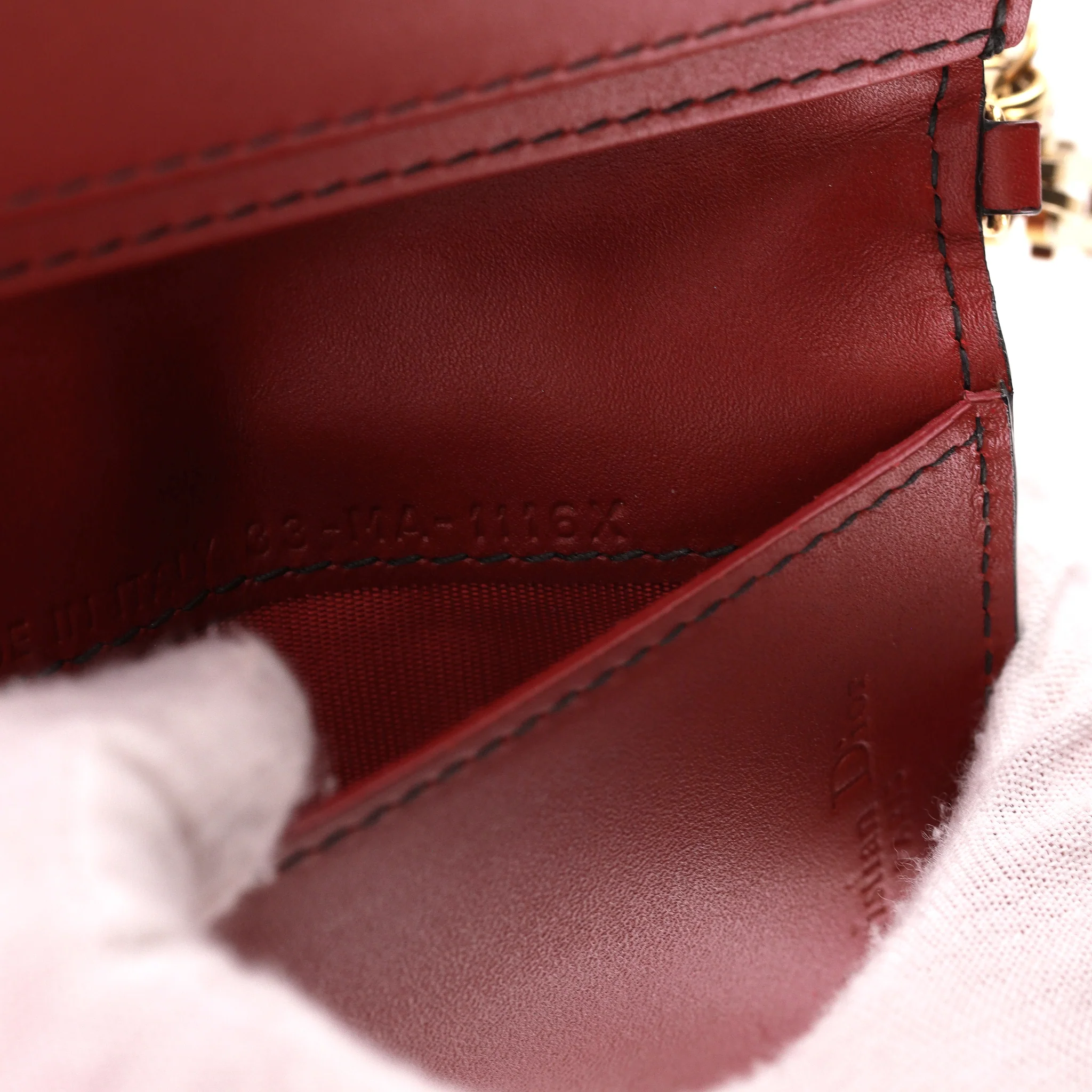Christian Dior Lambskin Cannage Leather Lady Dior Studded Card Holder With 'Dior' Charm - Image 11