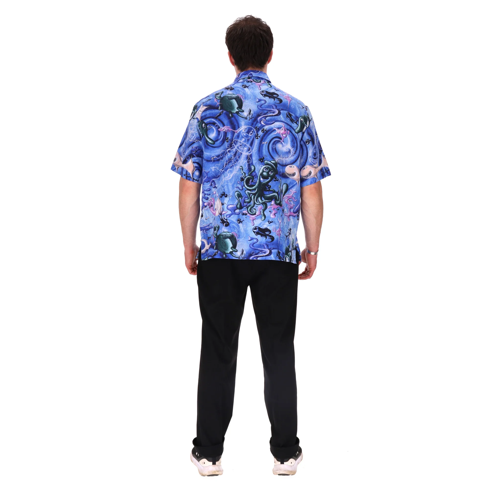 Dior x Kenny Scharf Sealife 'Blue Swirl' Silk Shirt. Size 41 - Image 4