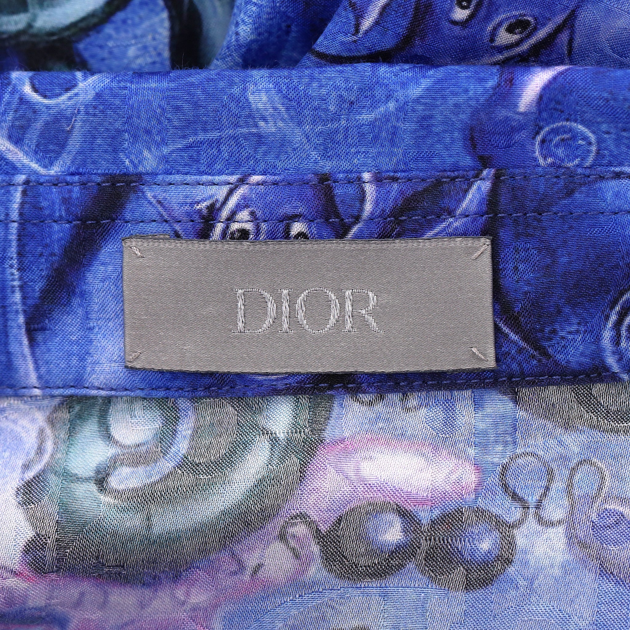 Dior x Kenny Scharf Sealife 'Blue Swirl' Silk Shirt. Size 41 - Image 7