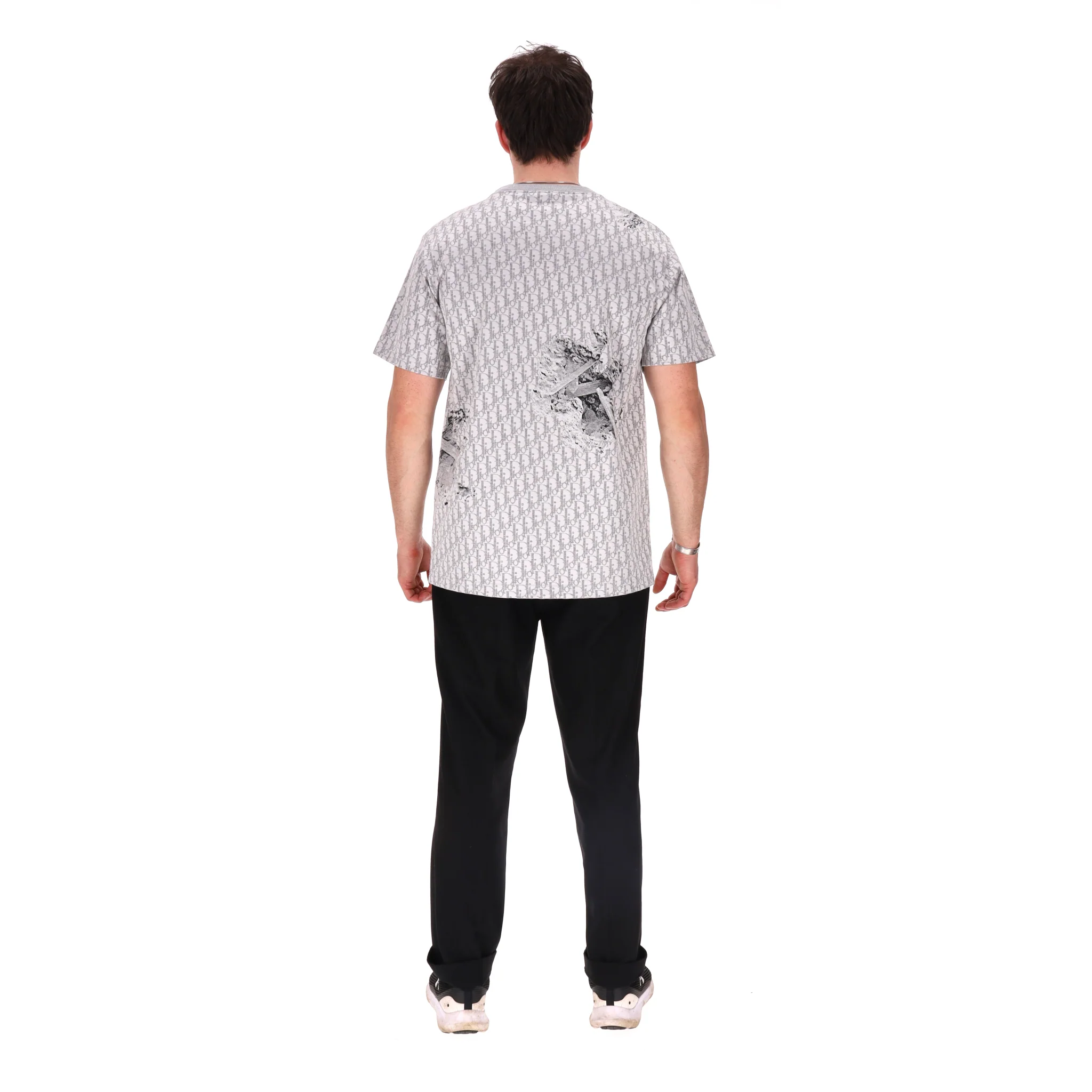 Dior x Daniel Arsham Eroded 'Dior Oblique' Jacquard T-Shirt. Size L - Image 4