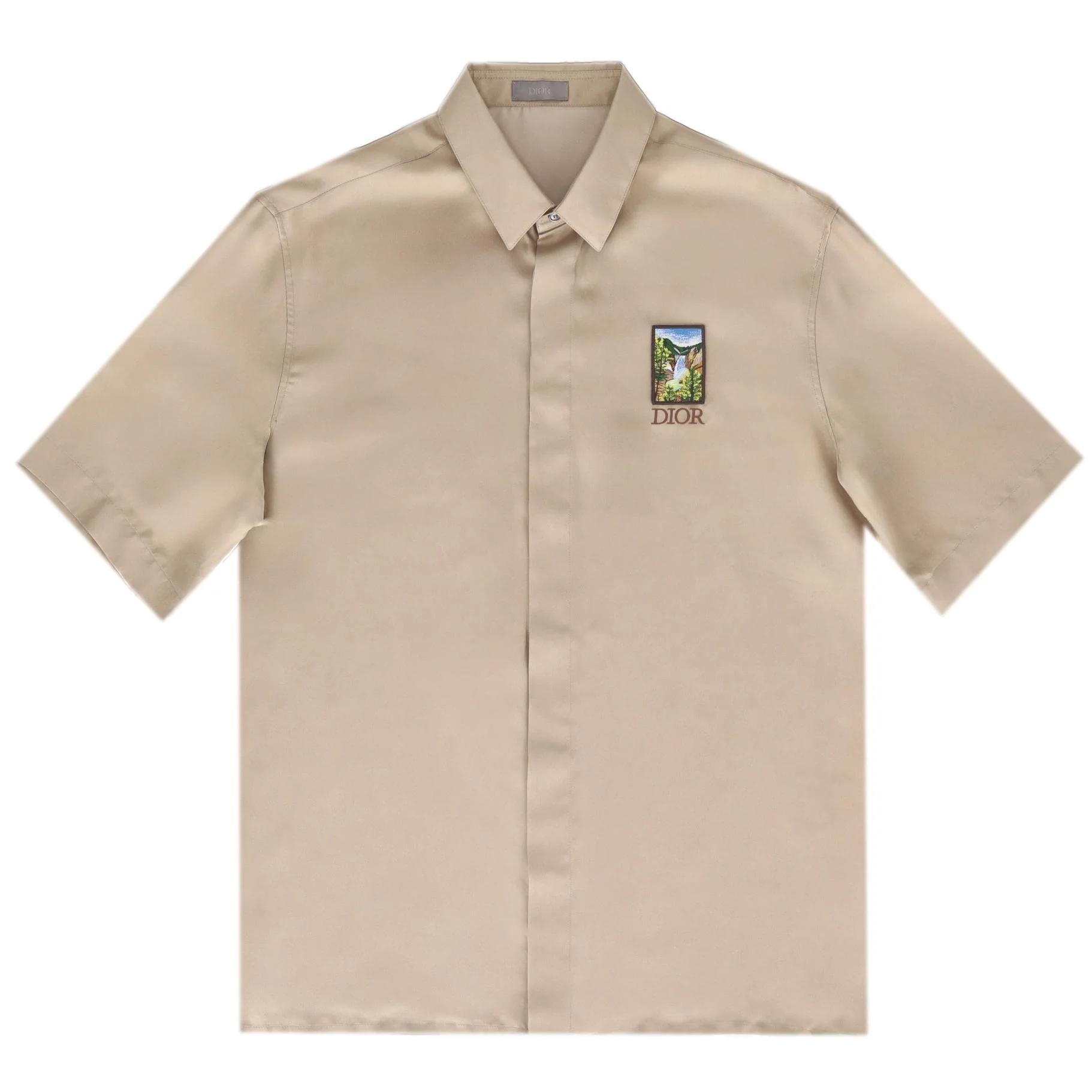 Dior x Shawn Stussy Yellowstone Silk Camp Shirt. Size 40FR