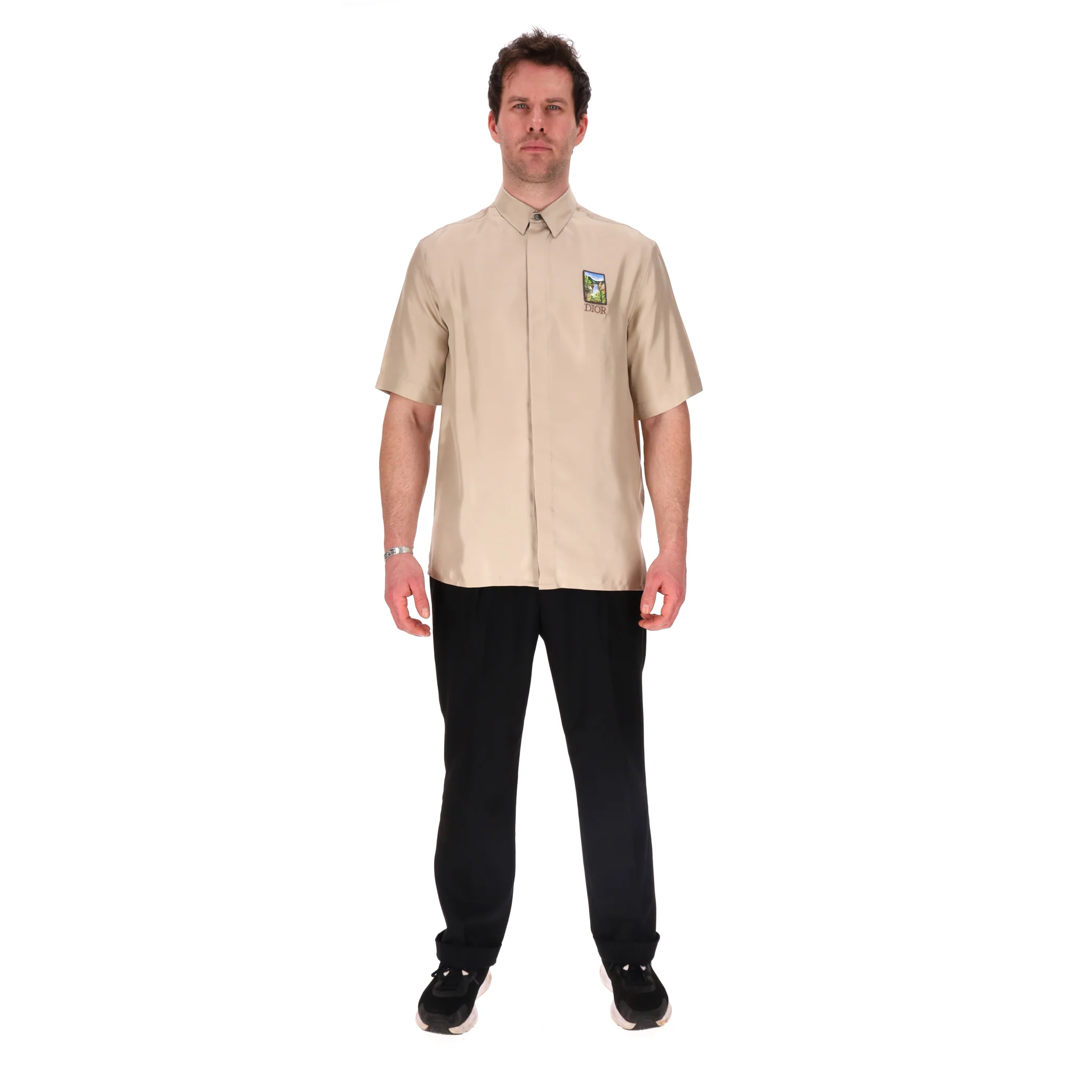 Dior x Shawn Stussy Yellowstone Silk Camp Shirt. Size 40FR - Image 2
