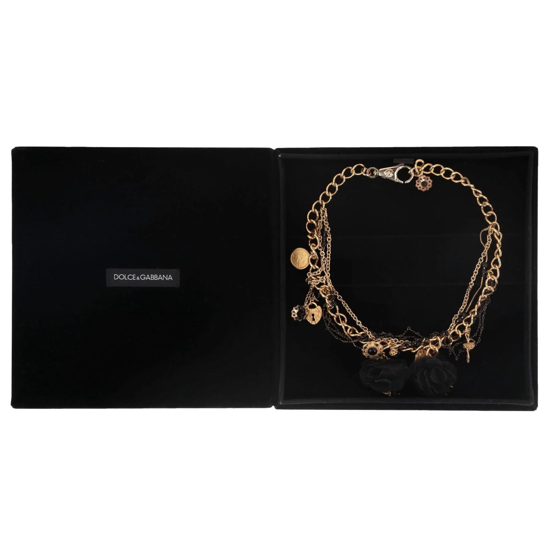 Dolce & Gabbana Baroque Multi-Ornament Lace Flower & Coin Layered Chain Collier Necklace - Image 3
