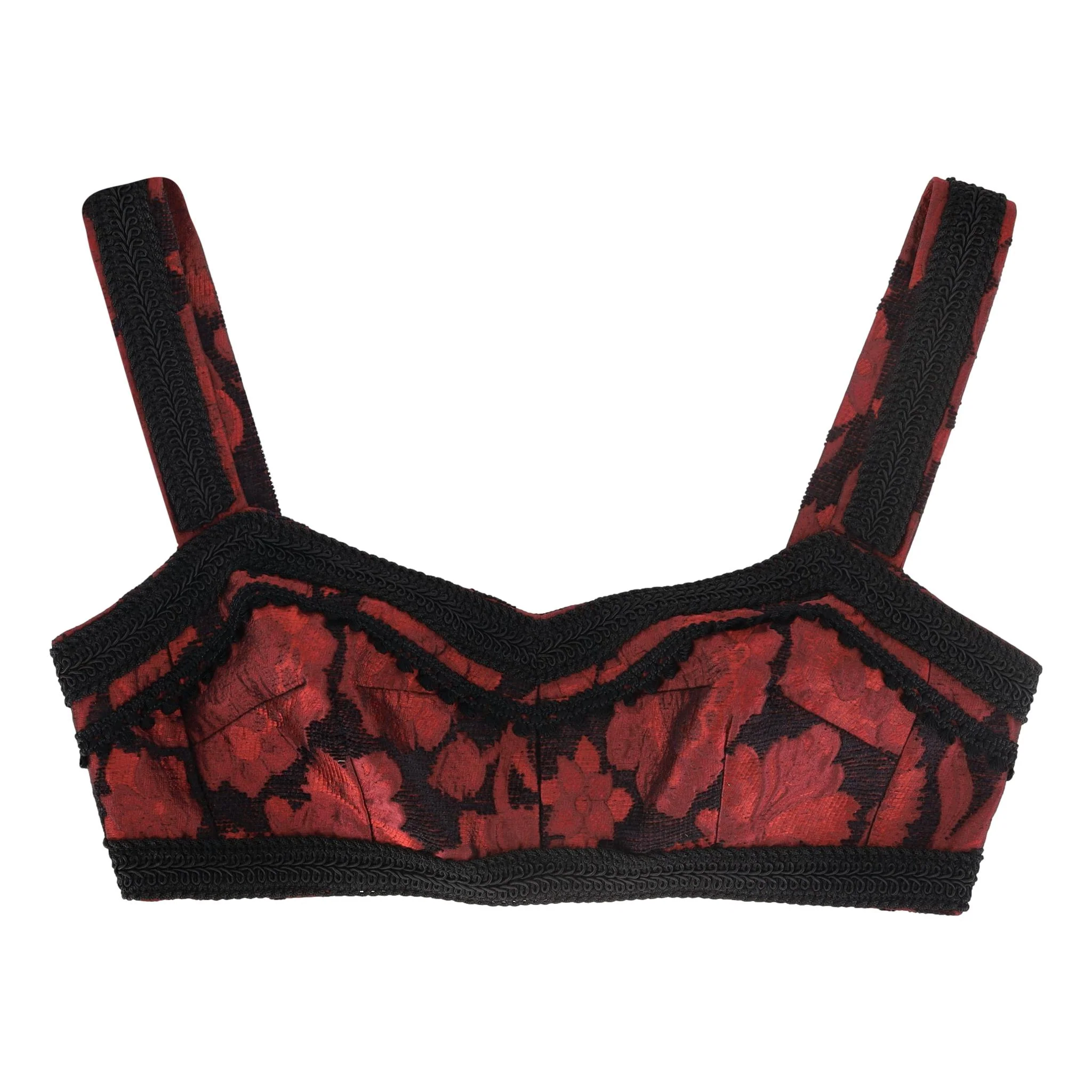 Dolce & Gabbana Floral Jacquard Embroidered Bralette Top & Skirt Set. Size 38IT - Image 5