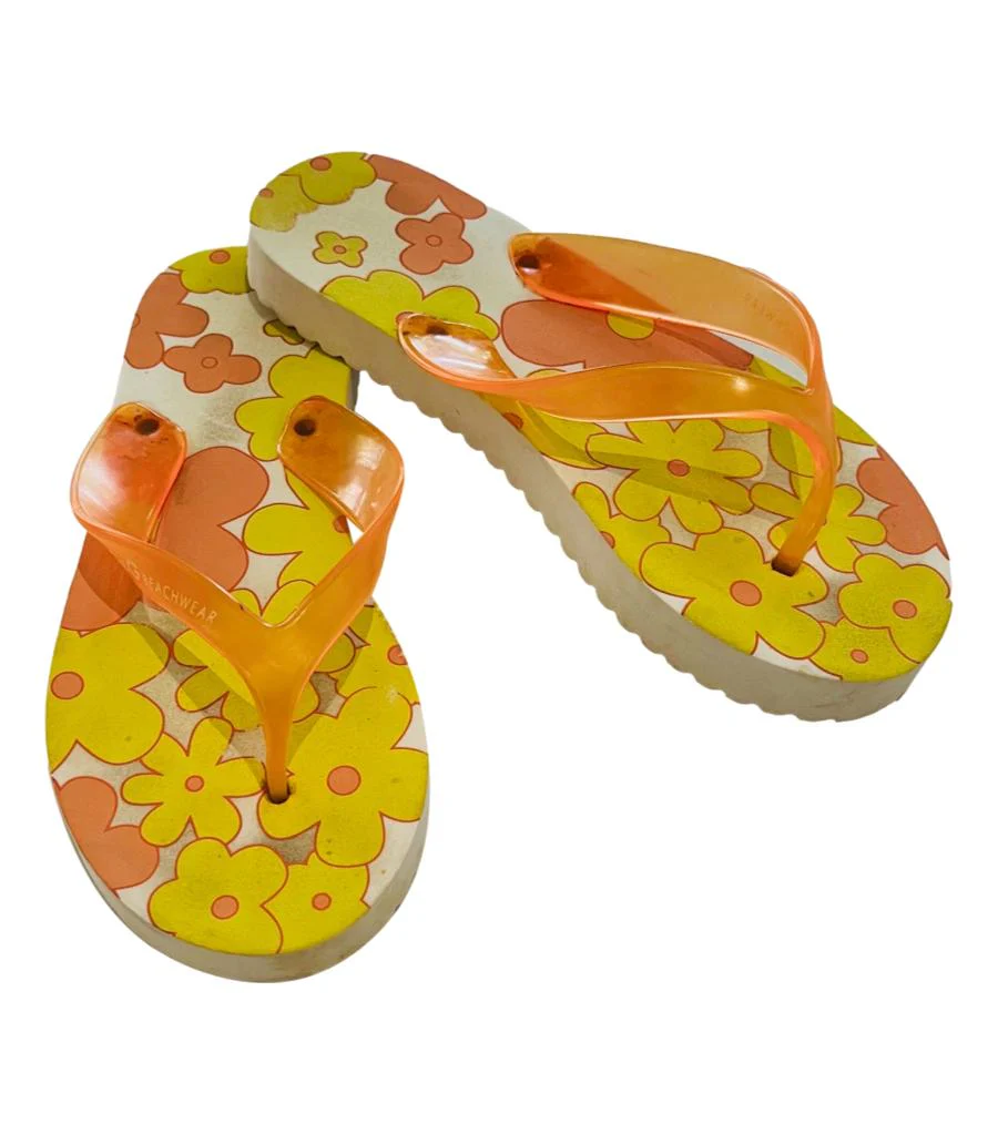 Dolce & Gabbana Floral Print Rubber Flip Flop Sandals. Size L - Image 3