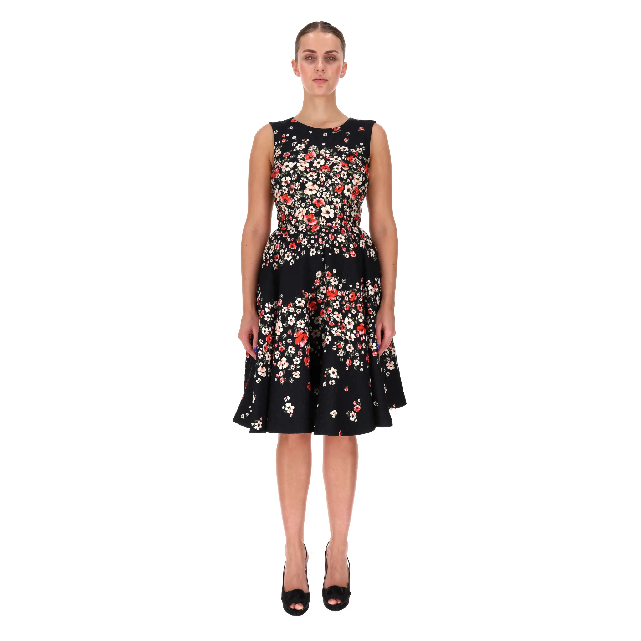 Dolce & Gabbana Floral Silk Blend Jacquard Dress. Size 42IT - Image 2