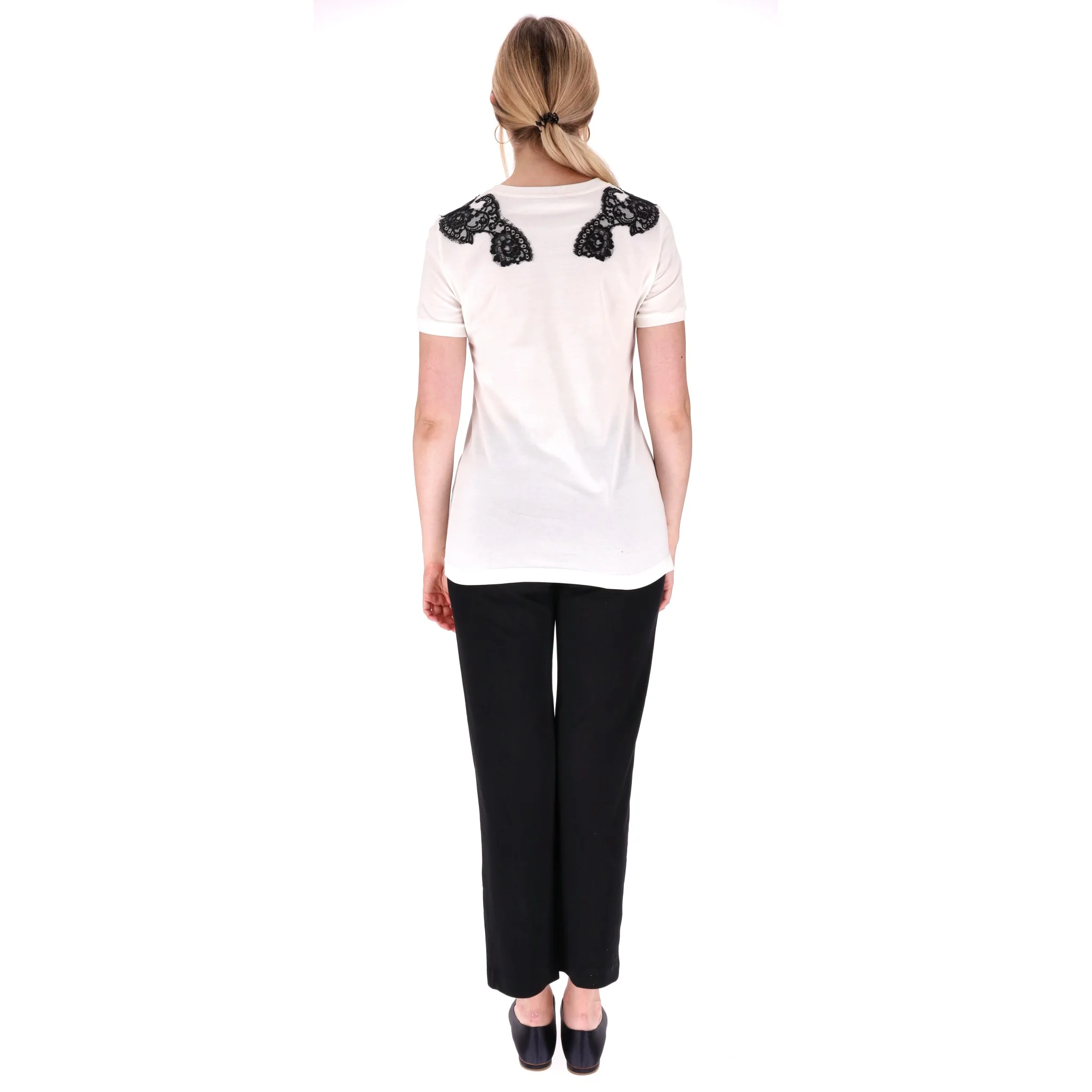 Dolce & Gabbana Lace Detailed Cotton T-Shirt. Size 44IT - Image 4