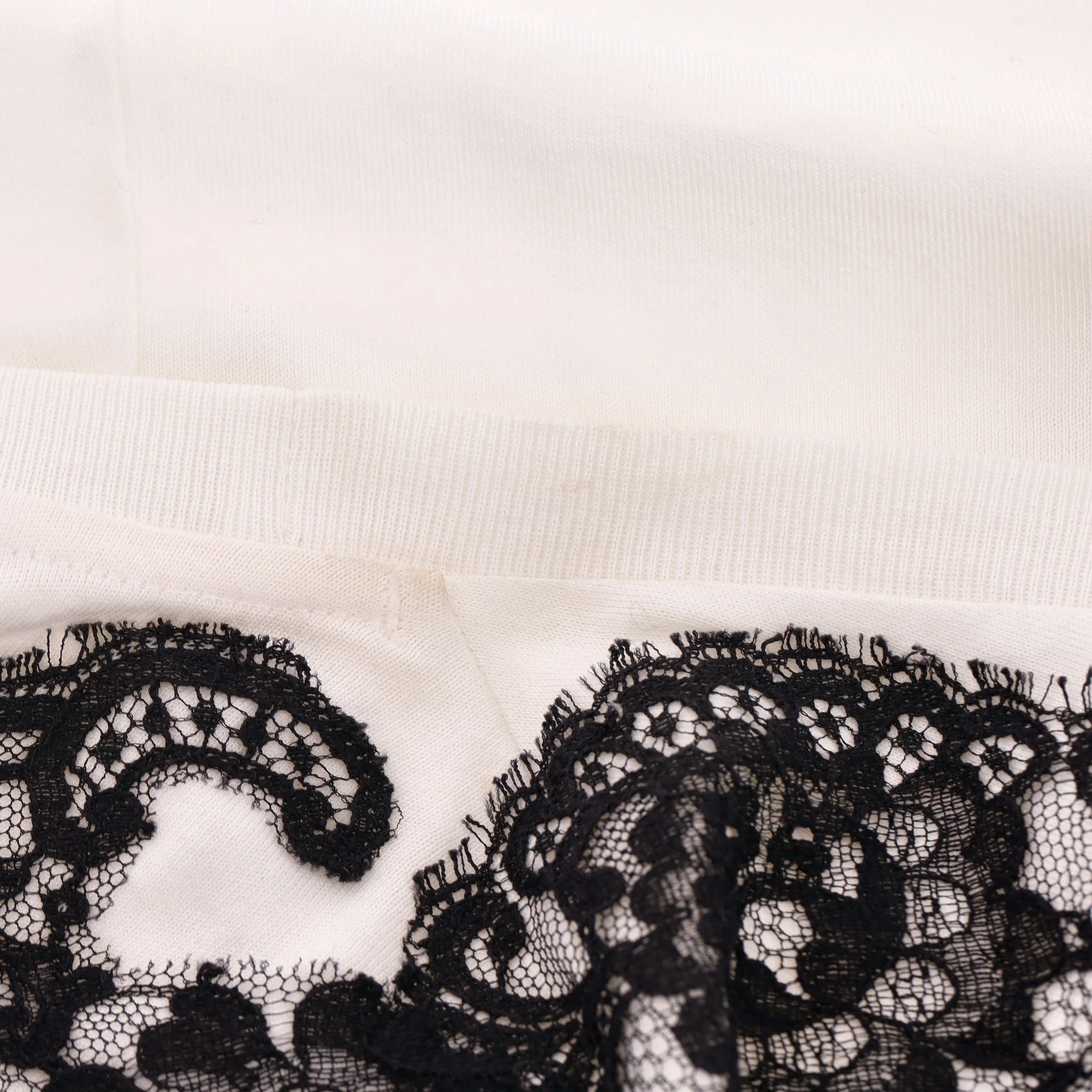 Dolce & Gabbana Lace Detailed Cotton T-Shirt. Size 44IT - Image 5