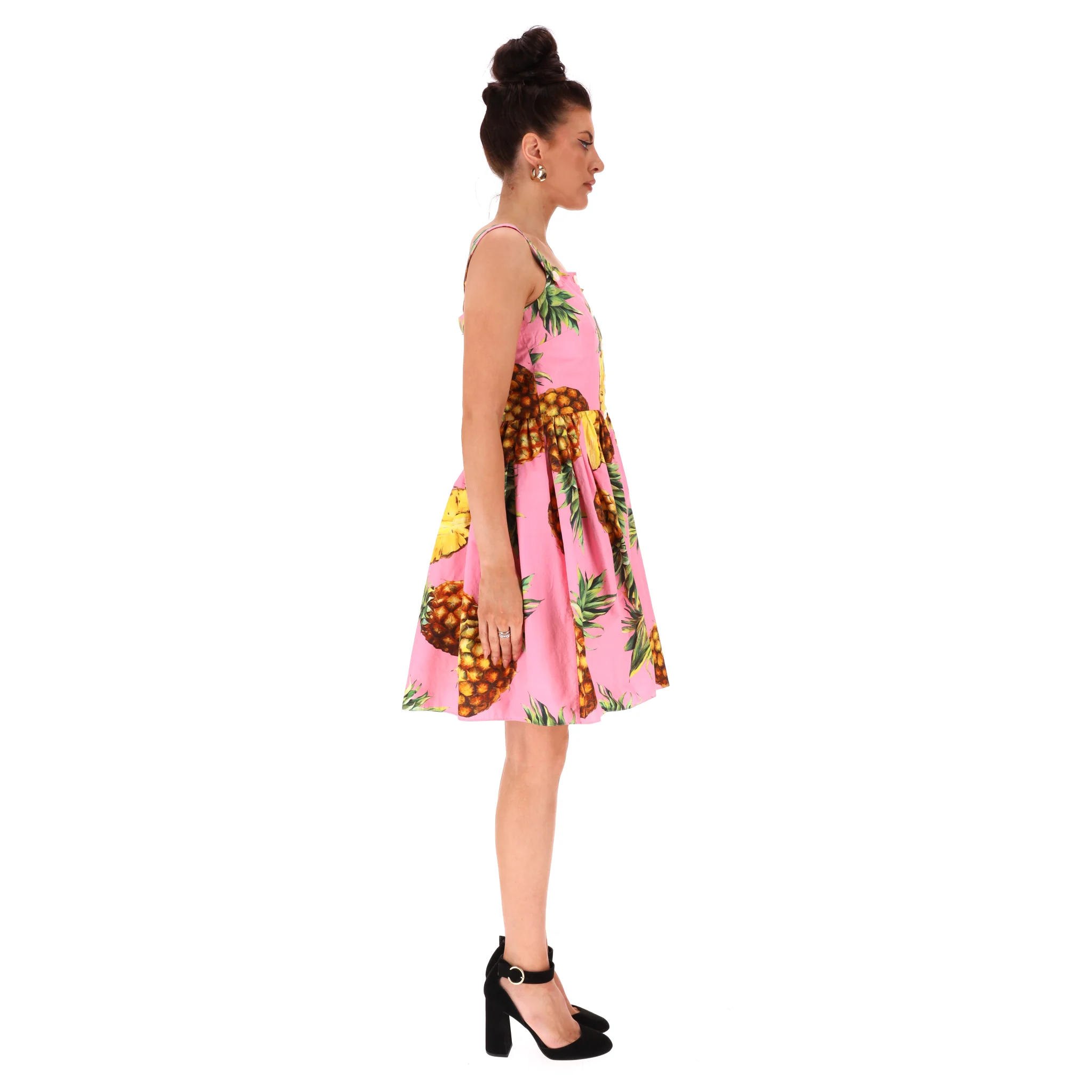 Dolce & Gabbana Pineapple Print Cotton Dress. Size 42IT - Image 3