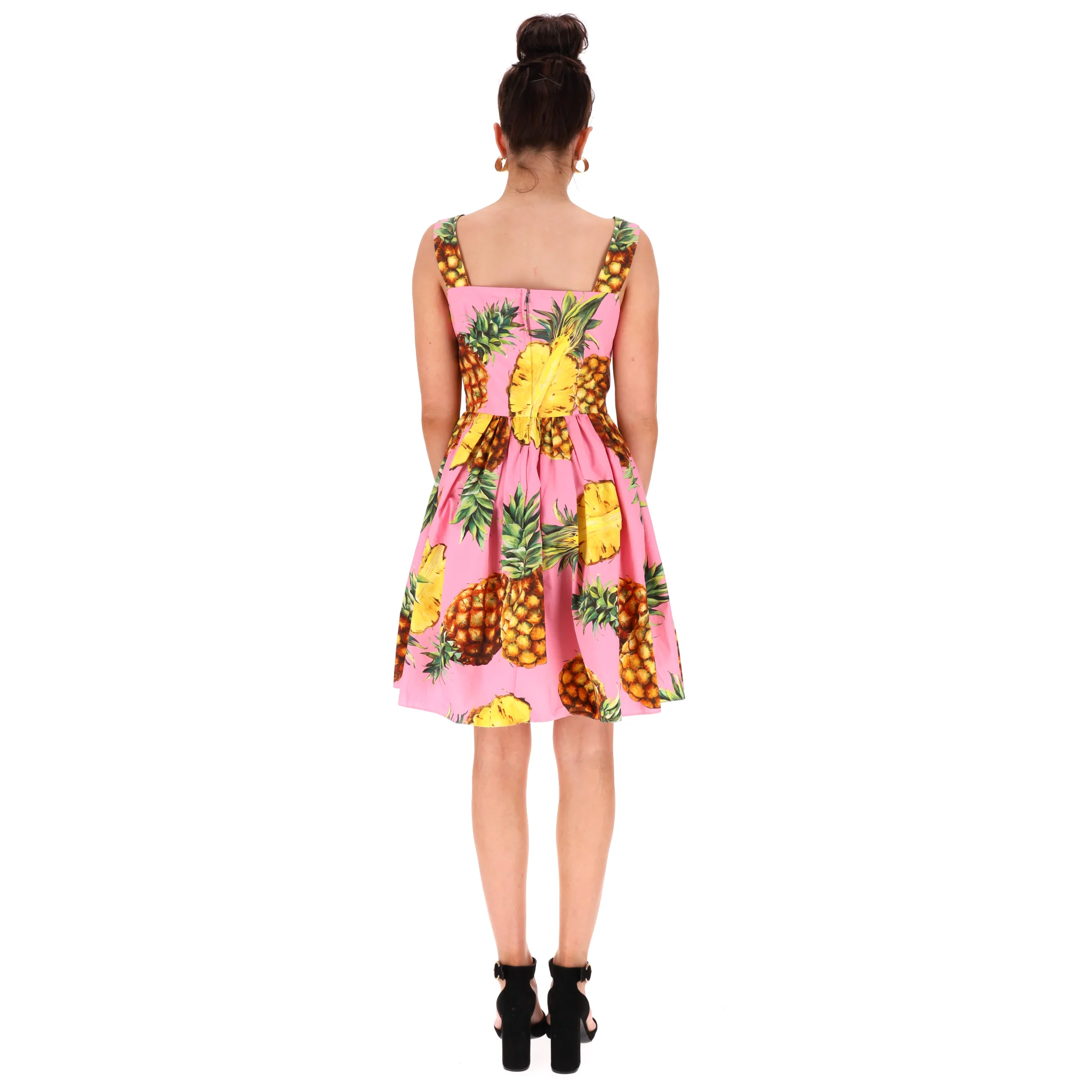Dolce & Gabbana Pineapple Print Cotton Dress. Size 42IT - Image 4