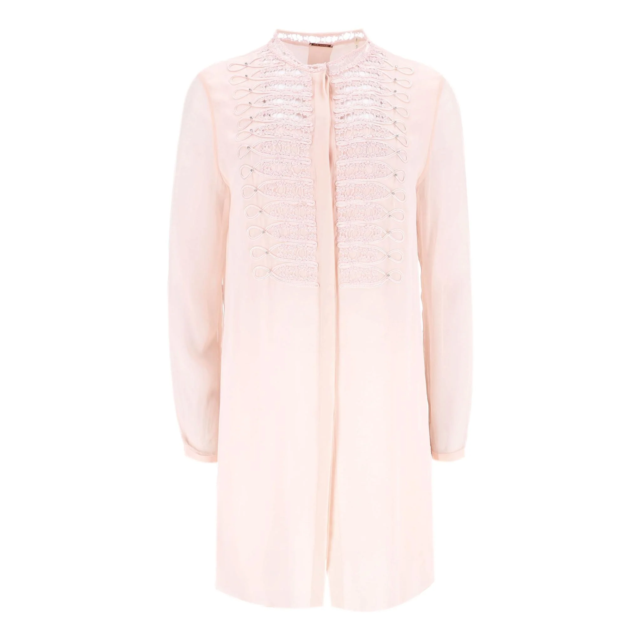 Elie Tahari Lace-Bib Silk Tunic Top. Size M
