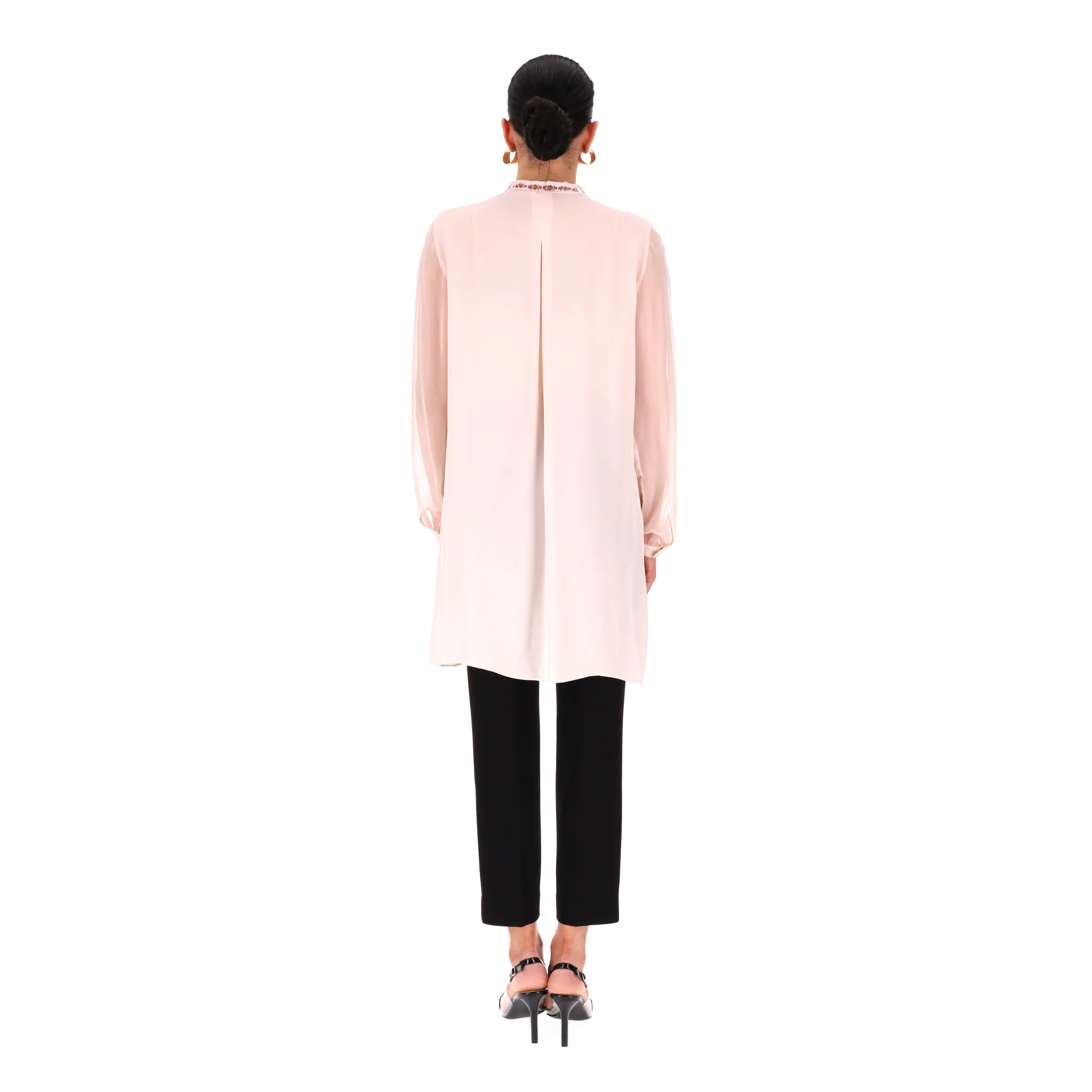 Elie Tahari Lace-Bib Silk Tunic Top. Size M - Image 4