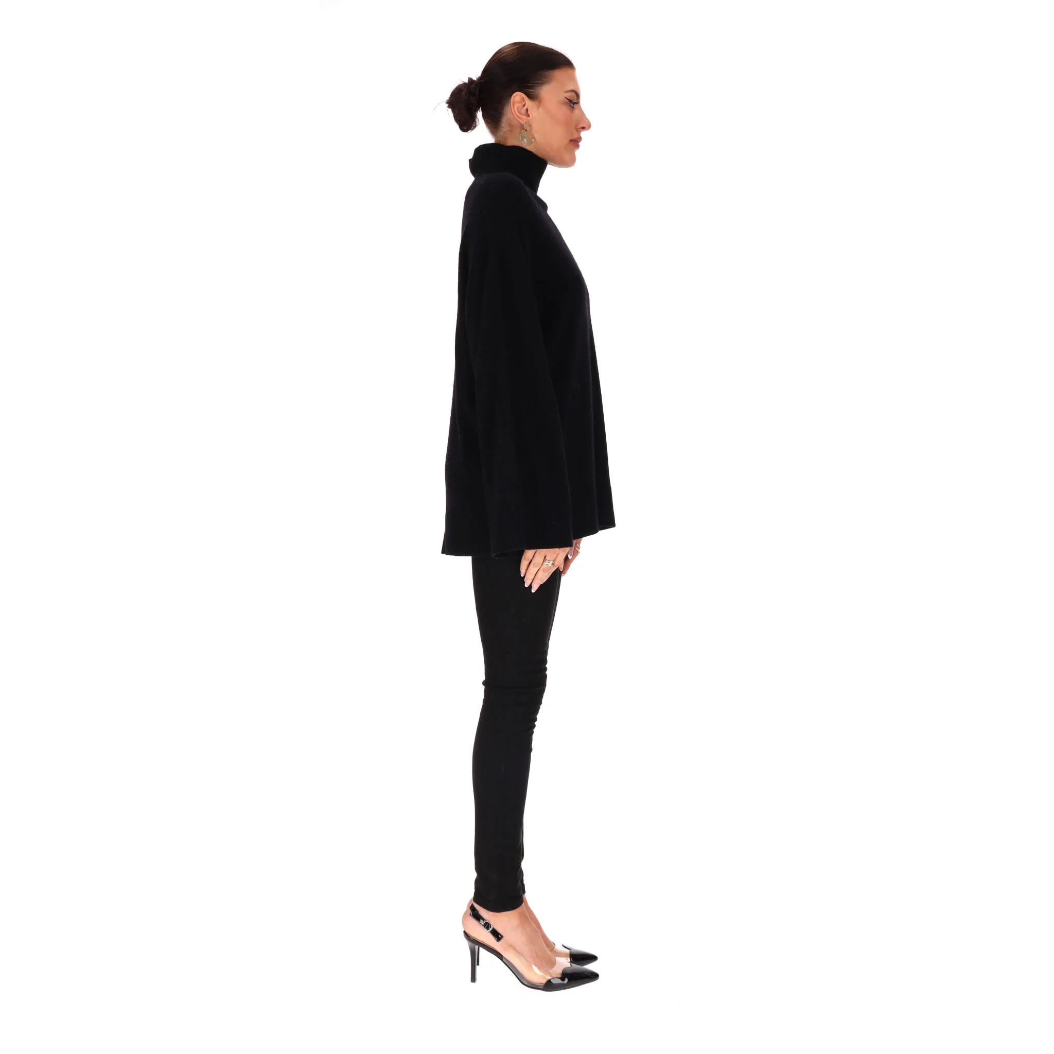 Elisabetta Franchi Virgin Wool & Cashmere Blend Turtleneck Jumper With Logo To Rear. Size 38IT - Image 3