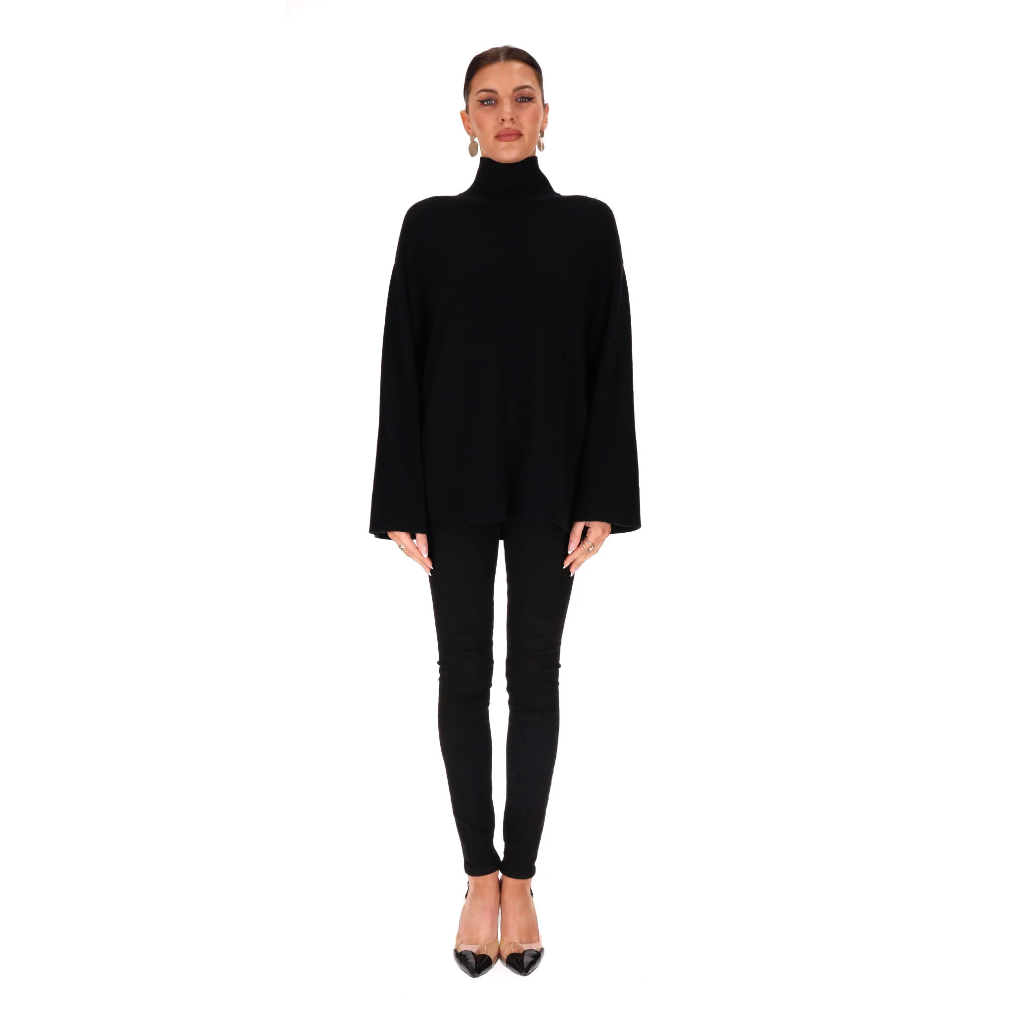 Elisabetta Franchi Virgin Wool & Cashmere Blend Turtleneck Jumper With Logo To Rear. Size 38IT - Image 4
