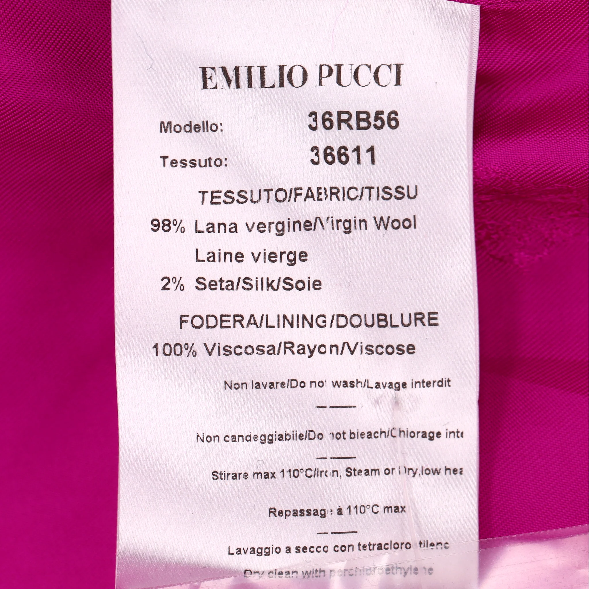 Emilio Pucci Virgin Wool & Silk Blend Tailored Jacket. Size 40IT - Image 10