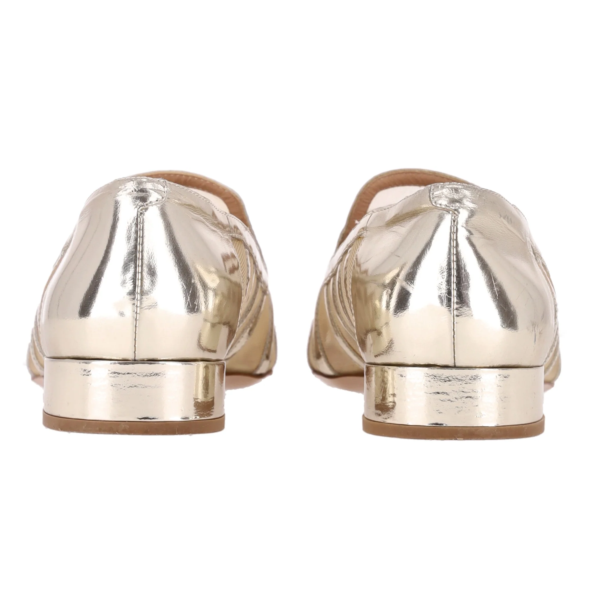 Emporio Armani Metallic Leather Striped Loafers. Size 36 - Image 5